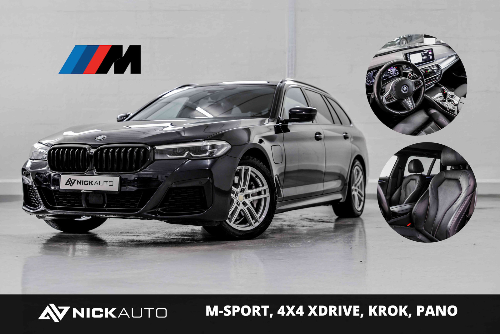 BMW 5-serie 530E XDRIVE M-SPORT KROK PANO SKINN KAMERA ACC+