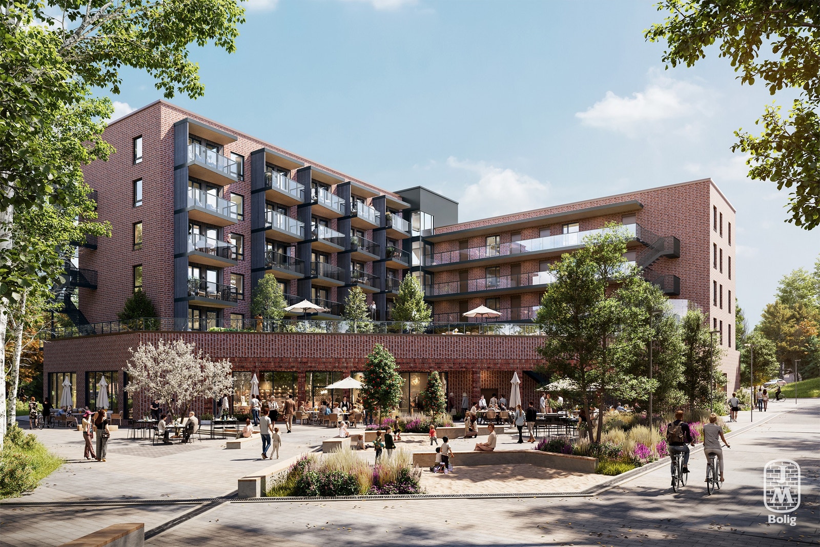 Restaurantområde på torget ved hus 28 ferdigstilles våren 2026 Galleribilde