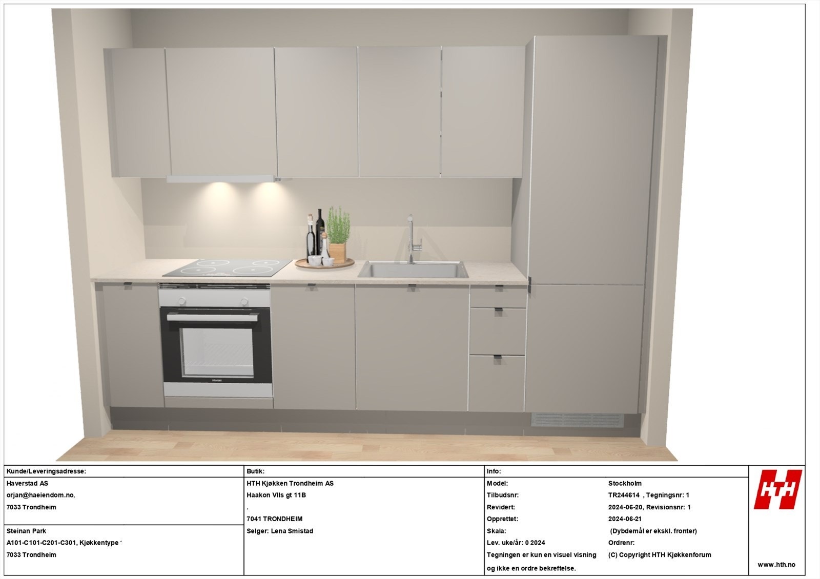 Kjøkkentegninger for leiligheten Galleribilde