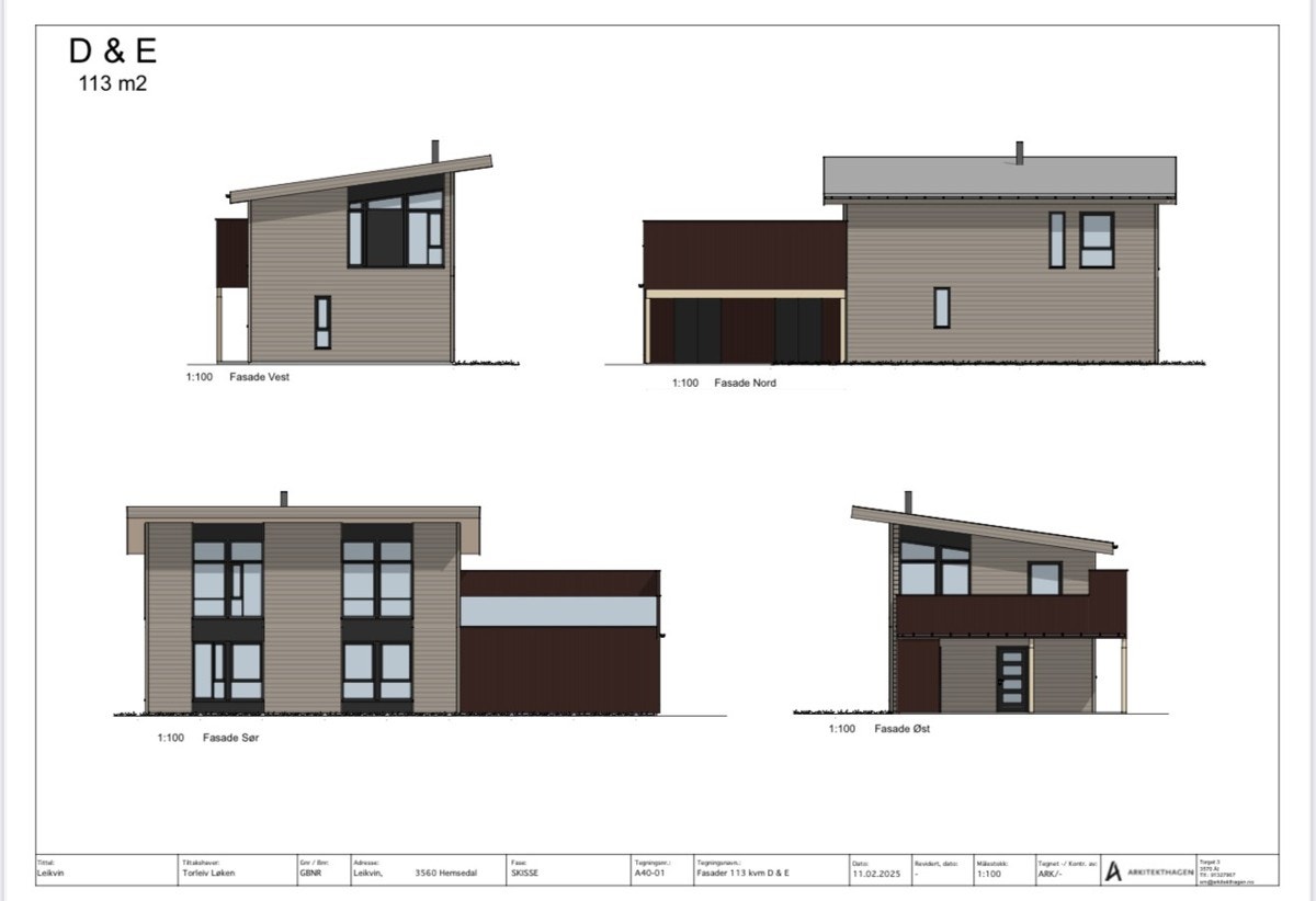 Fasadetegning boligtype E Galleribilde