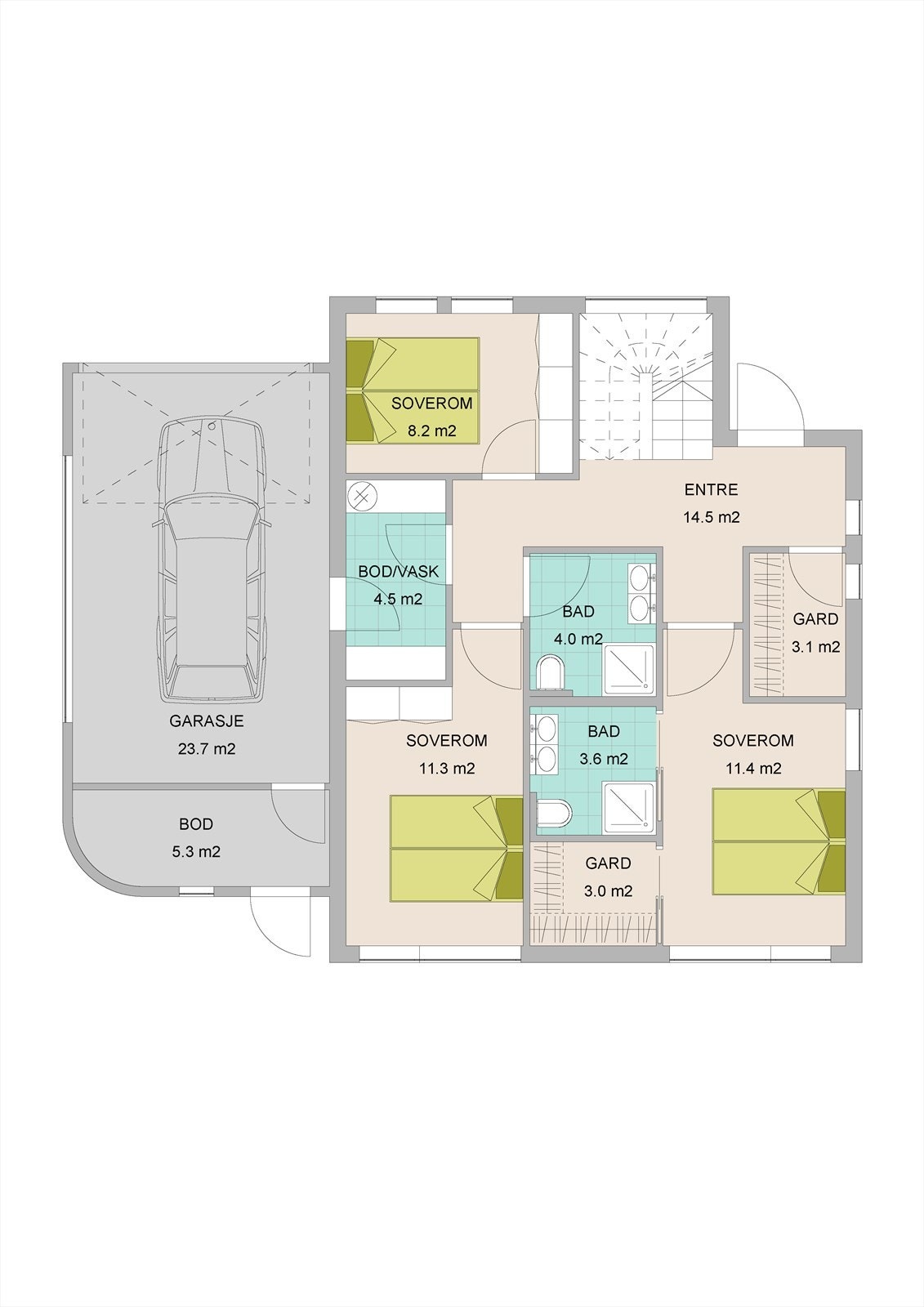 Plantegning 1. etasje Galleribilde