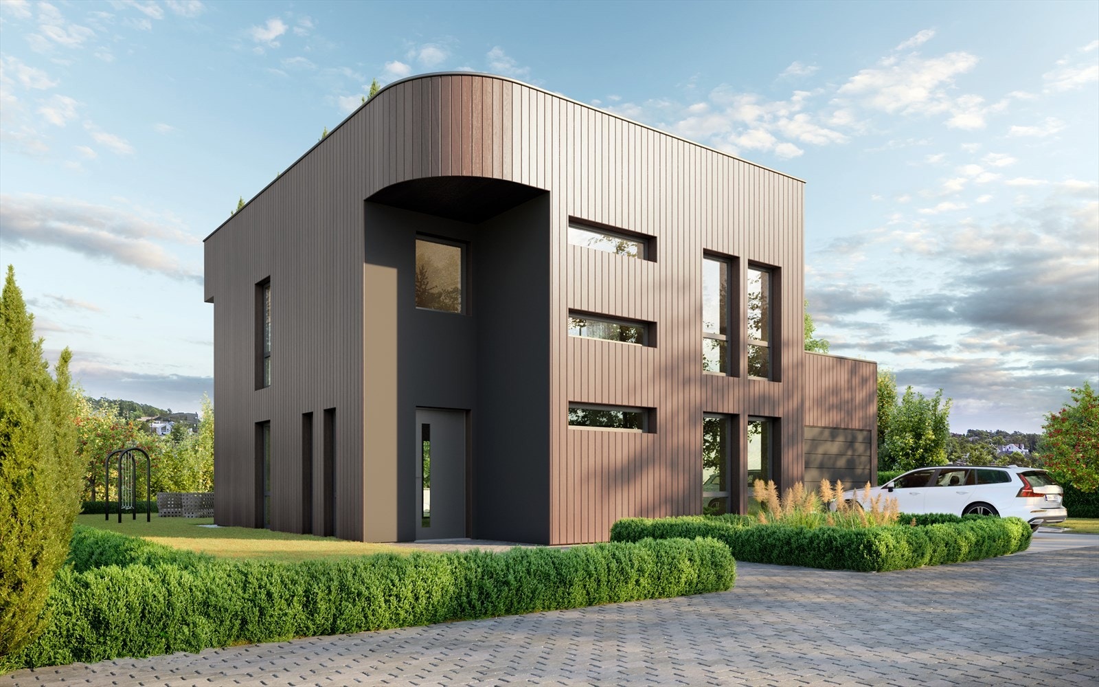 Vi har gleden av å presentere Kilenesheia 13 - flott arkitekttegnet enebolig med stor, solrik takterrasse! Galleribilde