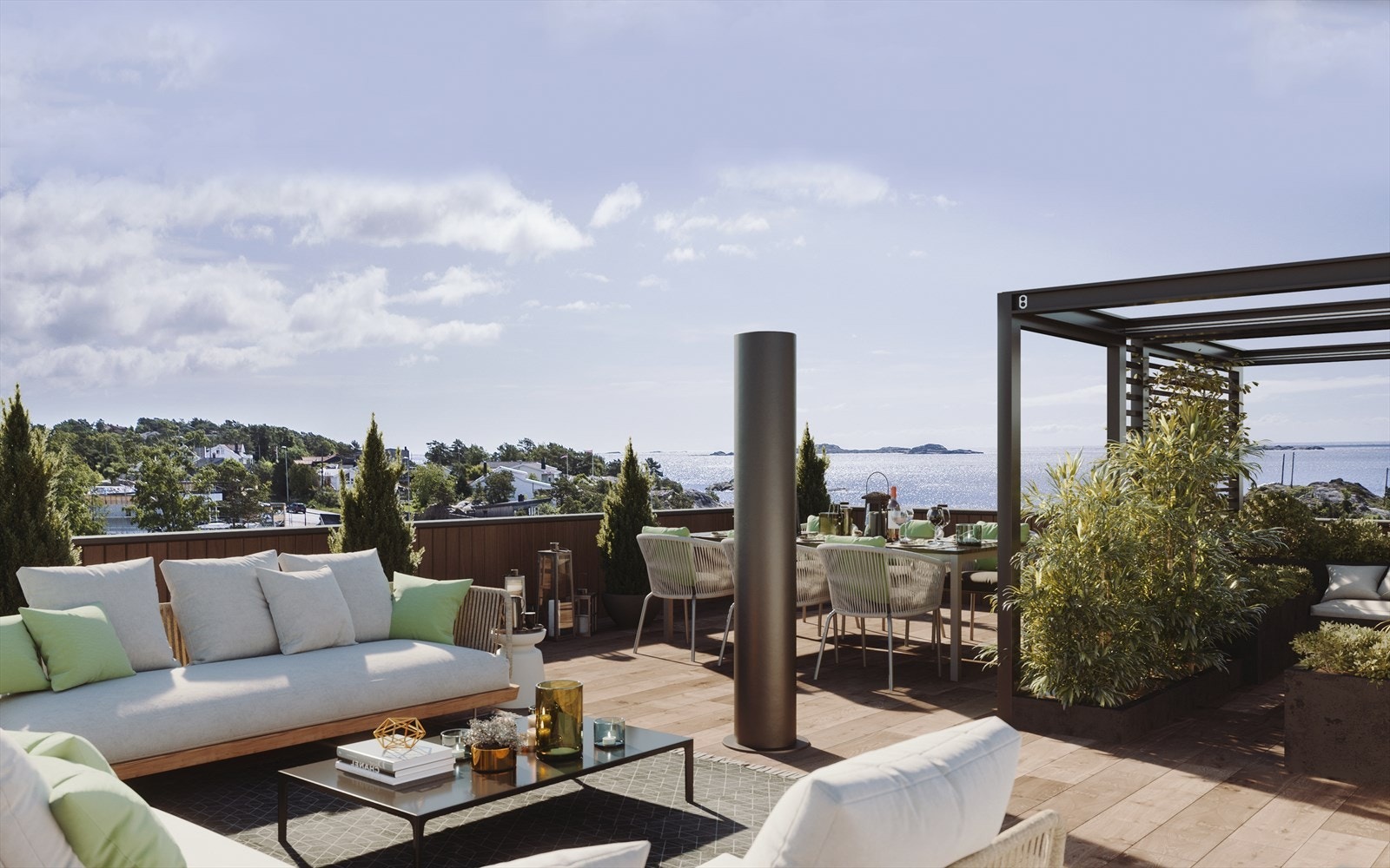 Fra takterrassem er det flott utsikt mot havet! Galleribilde