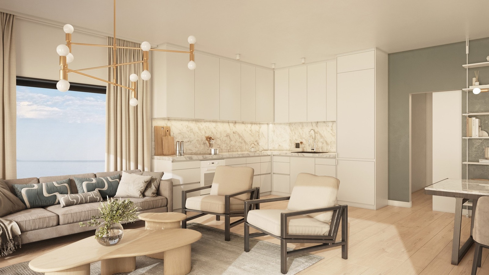 Fra stuen og kjøkkenet har du det perfekte utgangspunktet for å nyte dagene, både sommer, høst, vinter og vår. Galleribilde