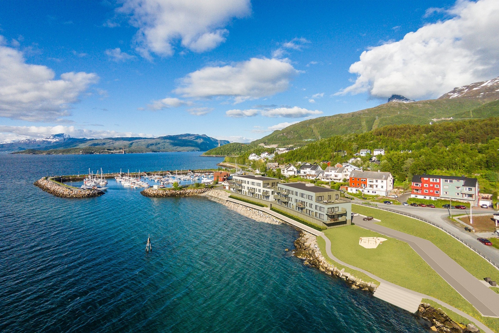 Vannkanten - et boligkompleks som gir en følelse av å være i ett med naturen. Havet som strekker seg ut foran Vannkanten, gir ikke bare et vakkert syn, men også en følelse av ro og frihet. Her kan beboerne nyte aktiviteter som båtliv, padling, sykling,... Galleribilde