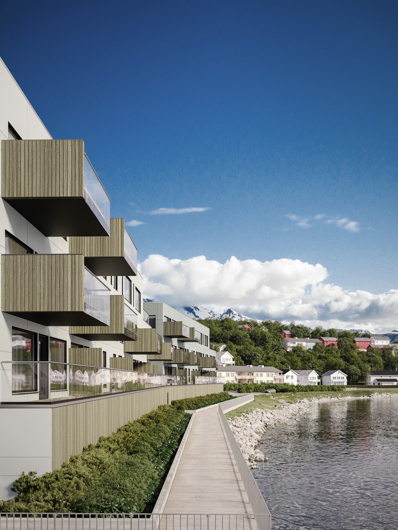 Alle leiligheter får balkong med utsikt mot havet. Galleribilde