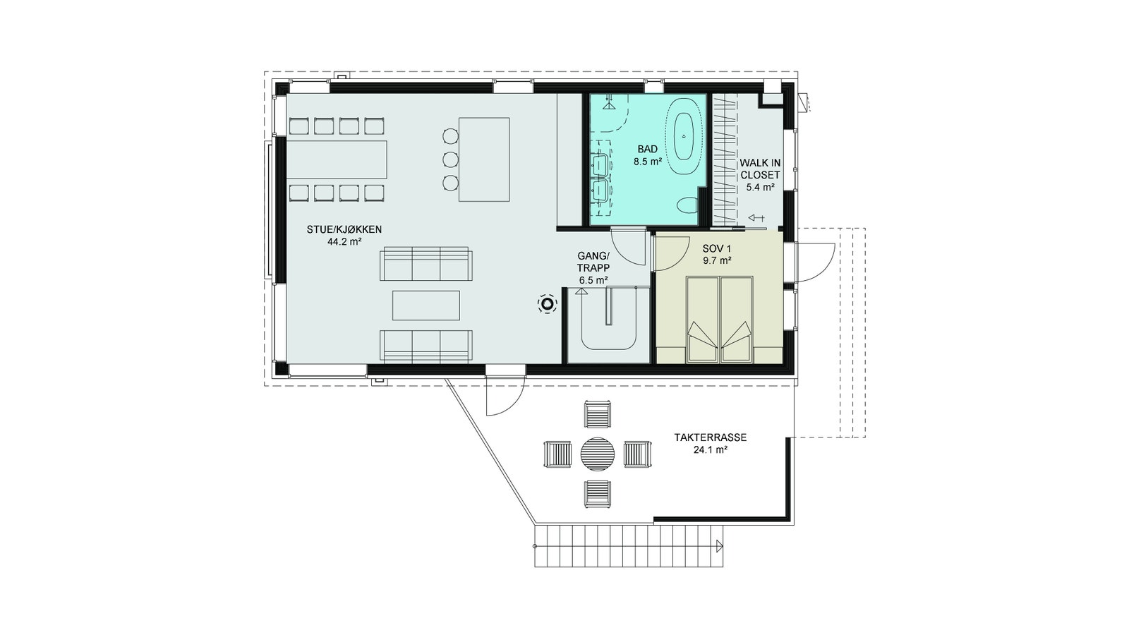 Plantegninga av hovedetasje. Galleribilde
