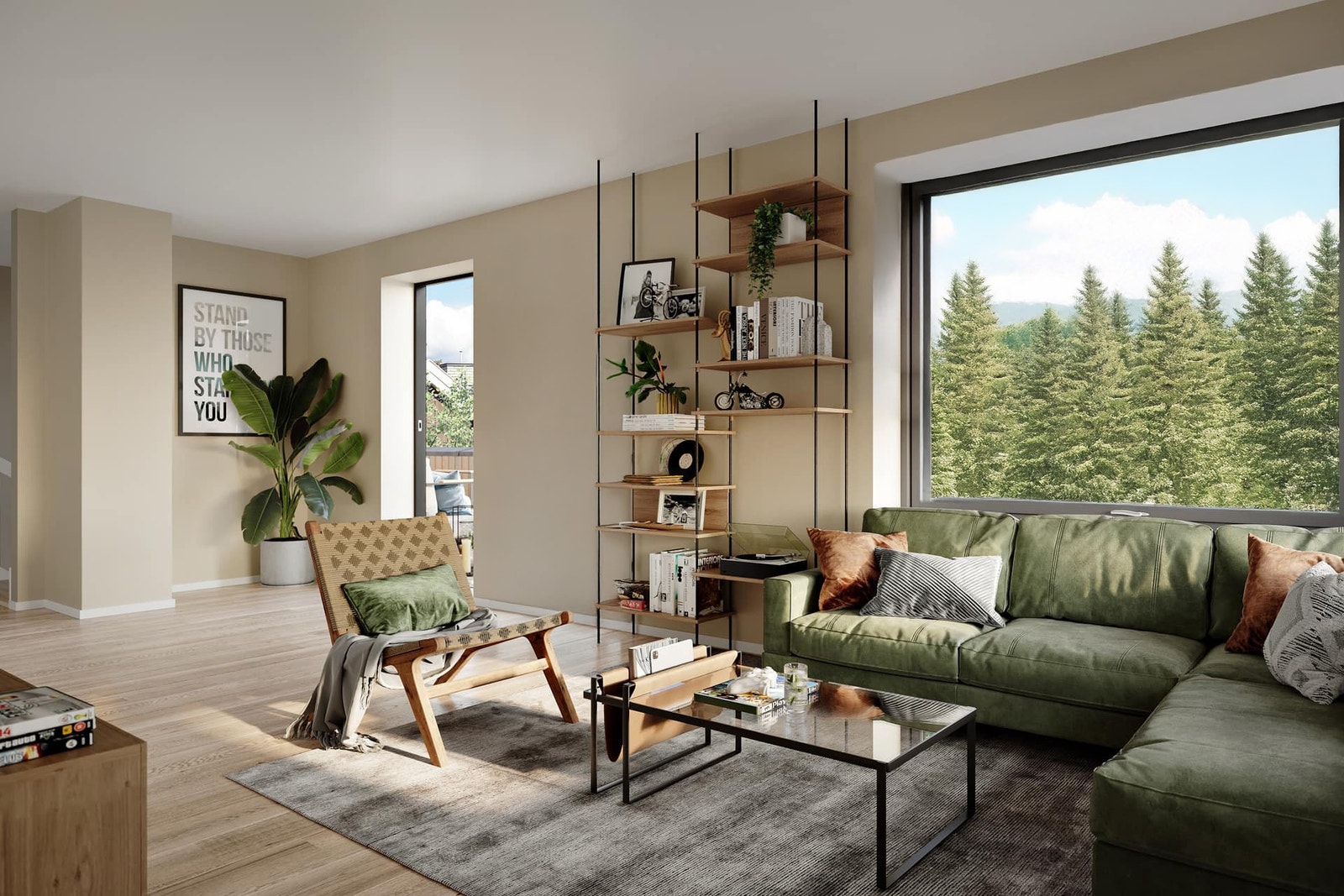 Stue med utgang til uteplass (illustrasjonsbilde) Galleribilde