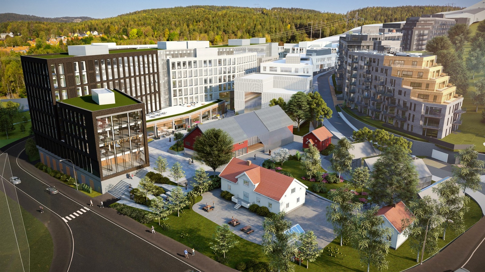 I tilknytning til SNØ skal en helt ny bydel bygges. Her kommer det b.la. serveringssteder, butikker og kontorer. Illustrasjon Arkitektene Fosse-Aasen AS Galleribilde