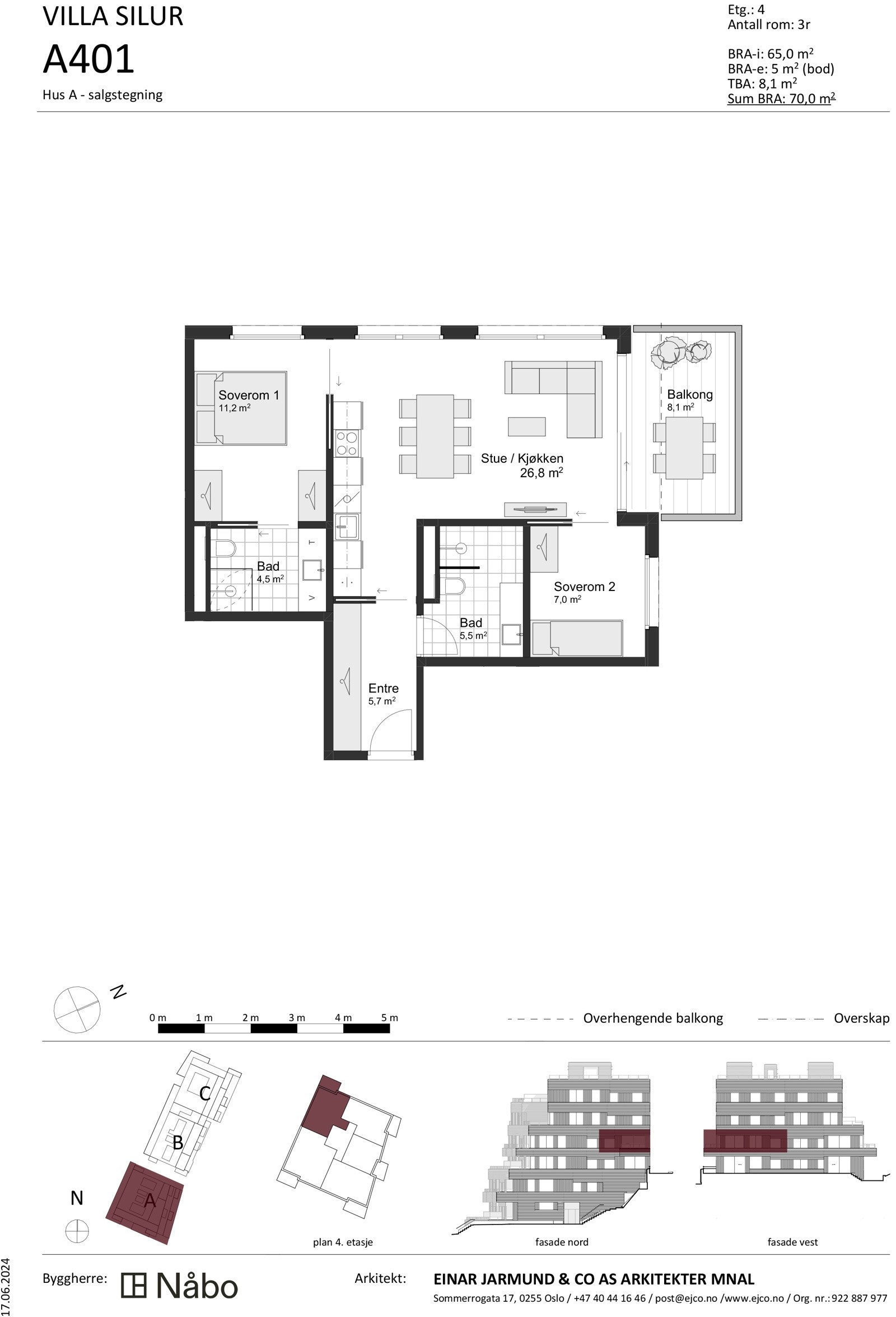 A401 Hus A - salgstegning Galleribilde