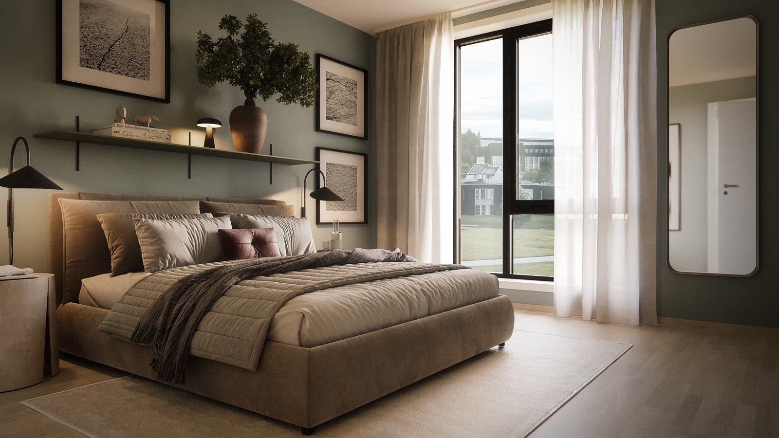 Innvendig illustrasjon soverom. Avvik kan forekomme. Galleribilde