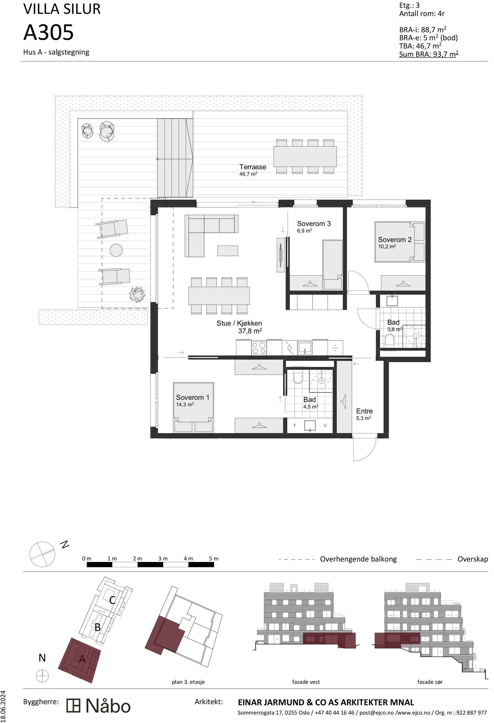 A305 Hus A - salgstegning Galleribilde