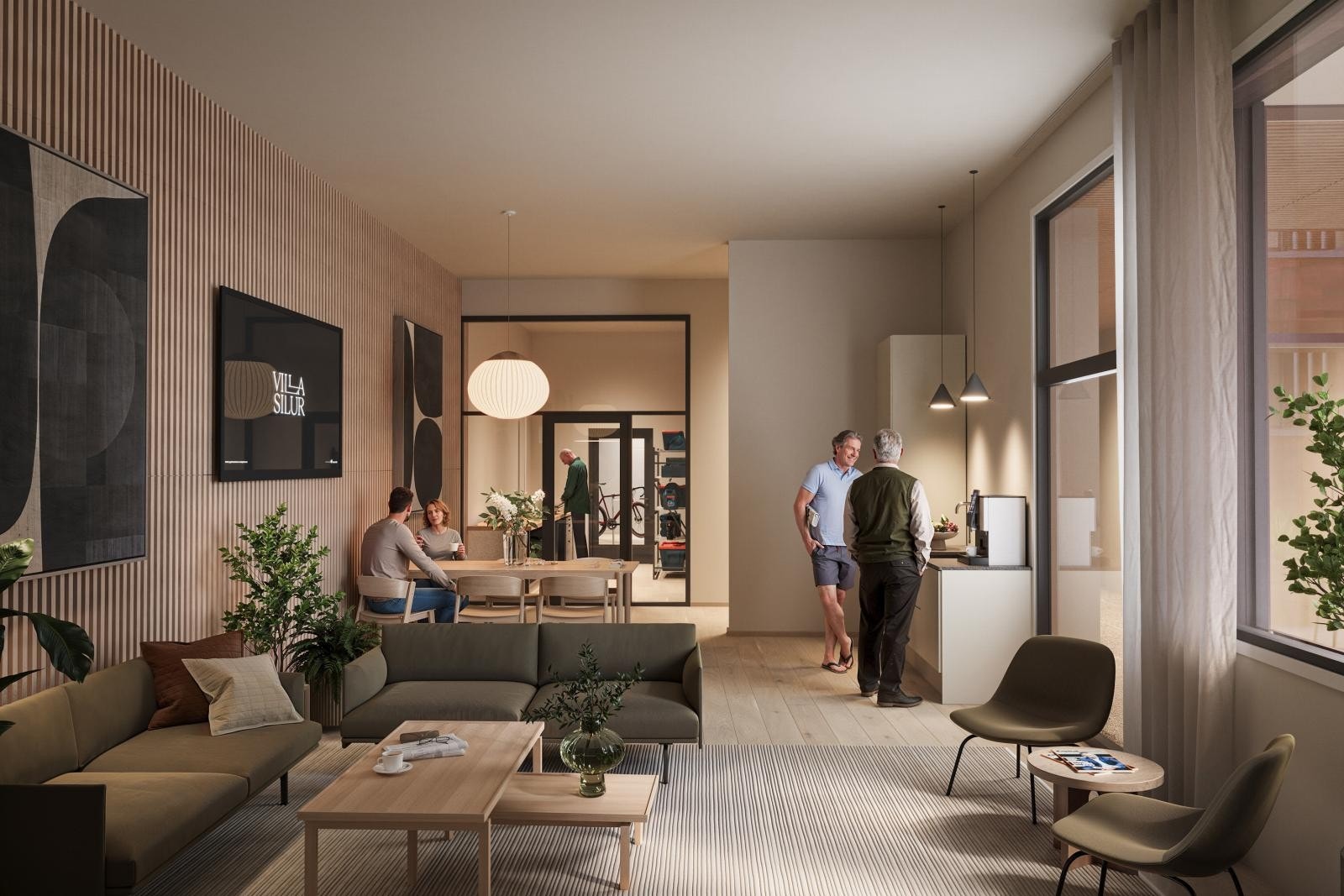 Lounge i første etasje som også har direkte tilgang tli arbeidsrom Galleribilde