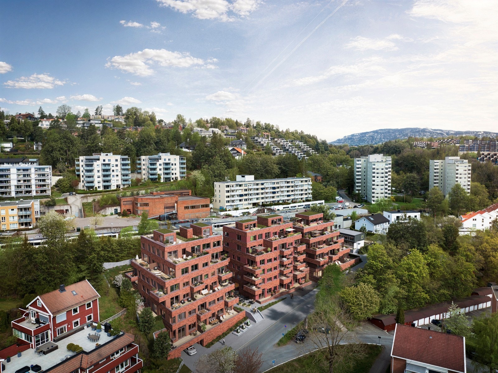 Tre leilighetsbygg som både blir klassiske og moderne, et hjem som vil harmonere perfekt med bebyggelsen rundt. Galleribilde