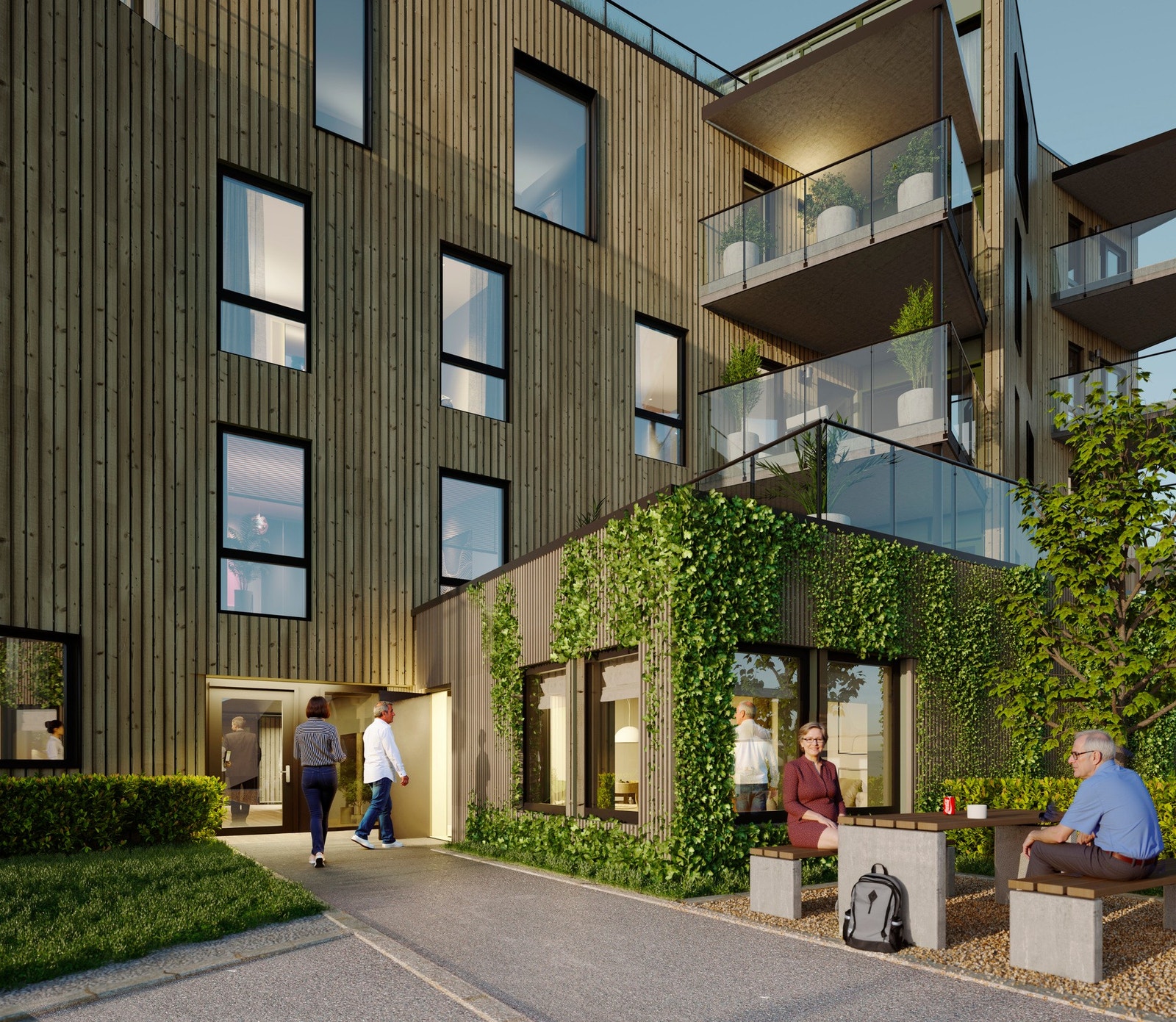 Det etableres et innvendig fellesrom for beboerne som kan benyttes til sosiale tilstelninger, møteplass, store middagsselskaper eller overnattingsbesøk eksempelvis. Illustrasjonsbilde Galleribilde