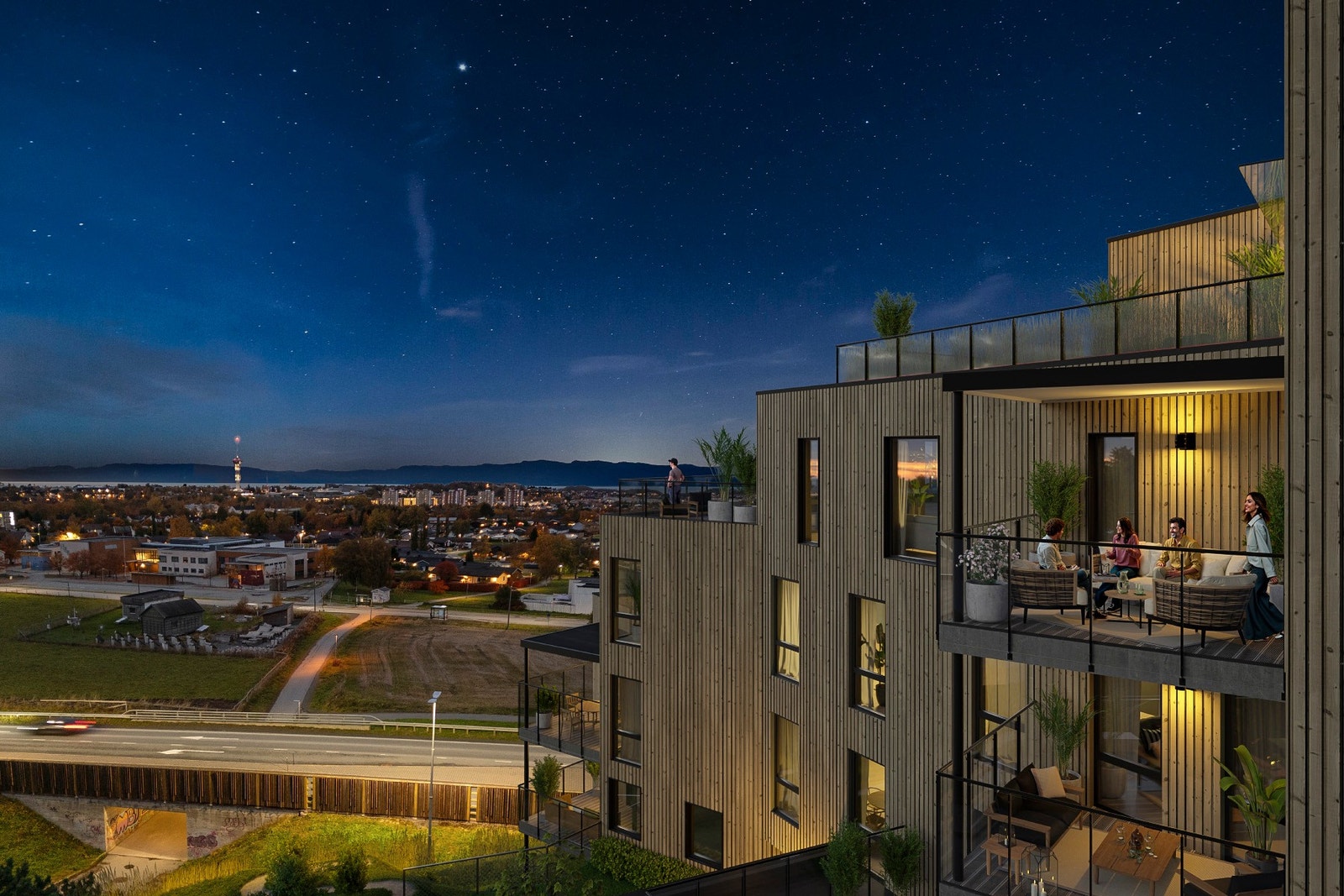 15 store, luftige leiligheter på Bergheim vendt mot sørvest og hvor mange av leilighetene har panoramautsikt mot fjorden Galleribilde