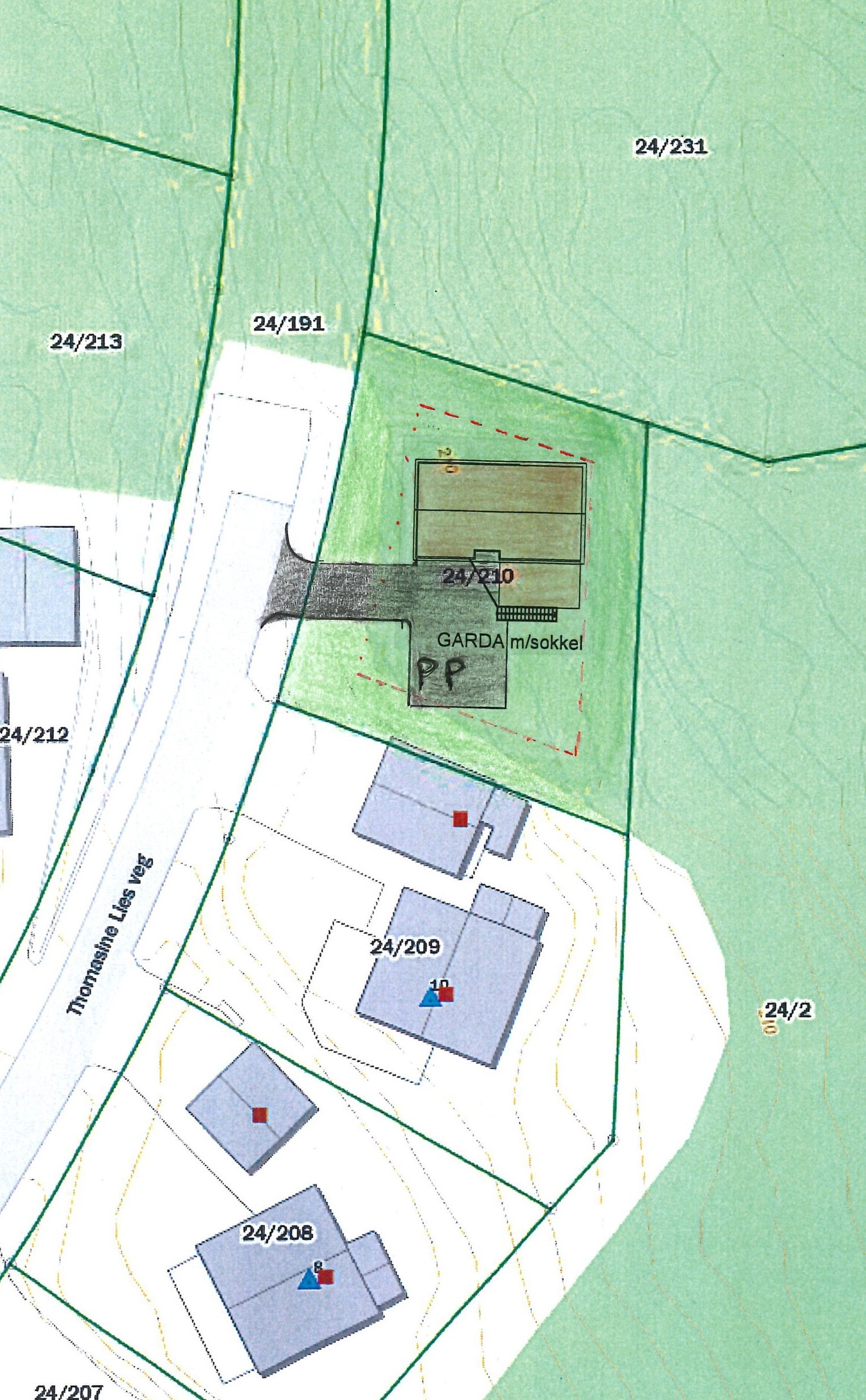 Skissert situasjonsplan Galleribilde