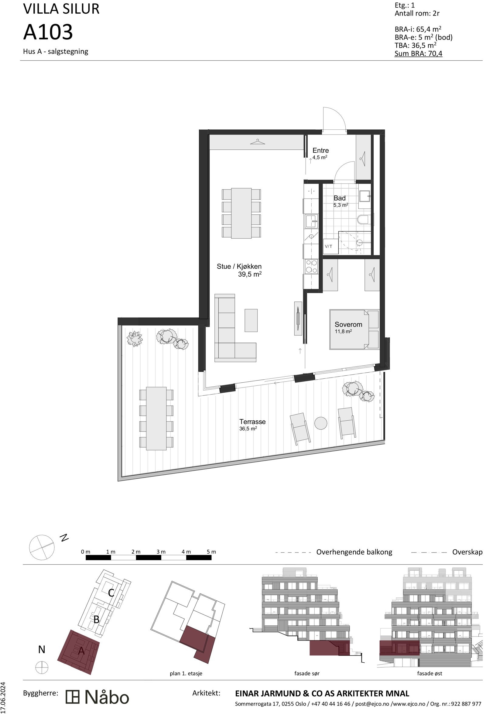 A103 Hus A - salgstegning Galleribilde