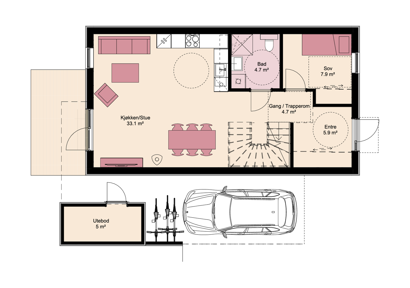 Bolig 3 Plan 1. etasje Galleribilde