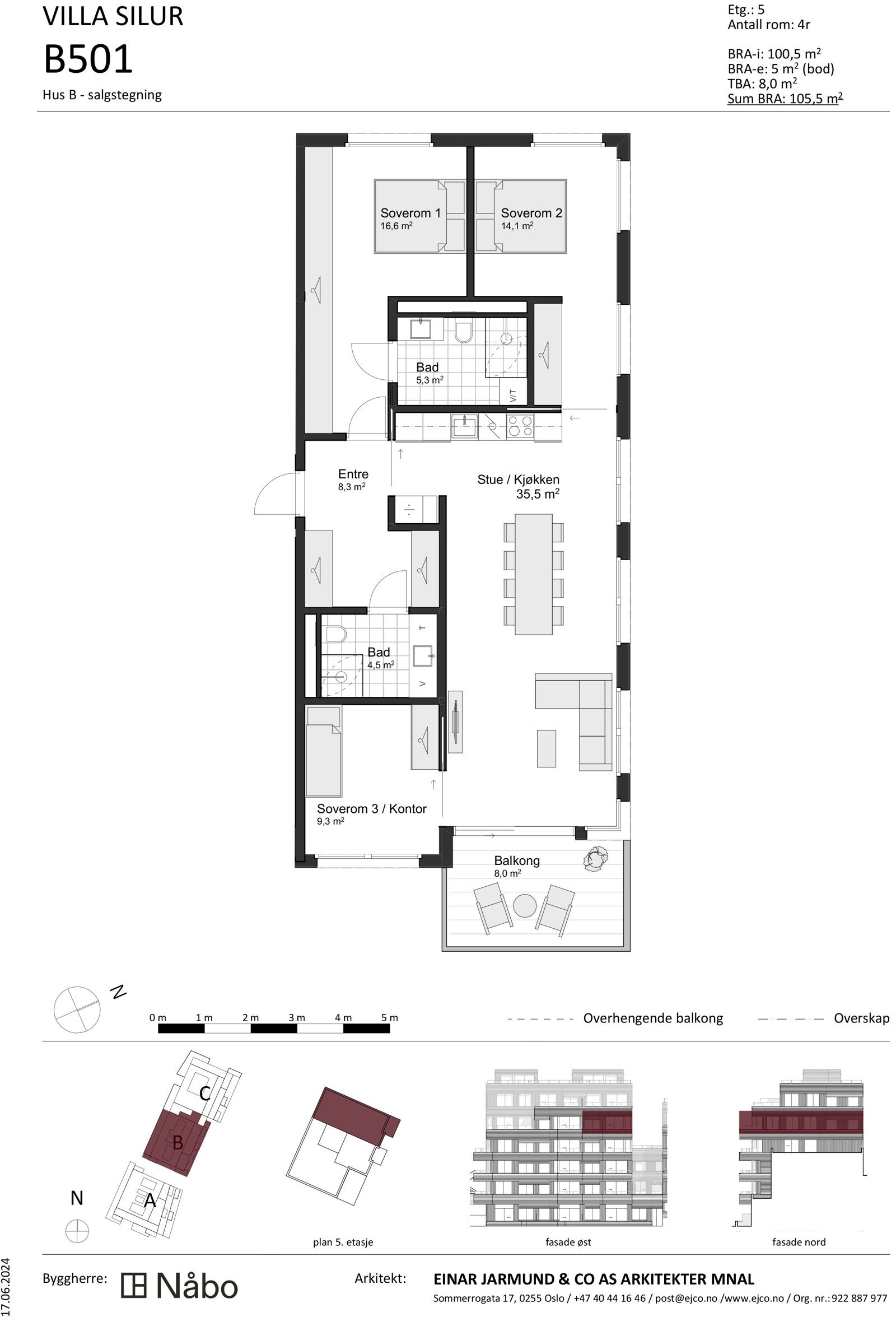 B501 Hus B - salgstegning Galleribilde
