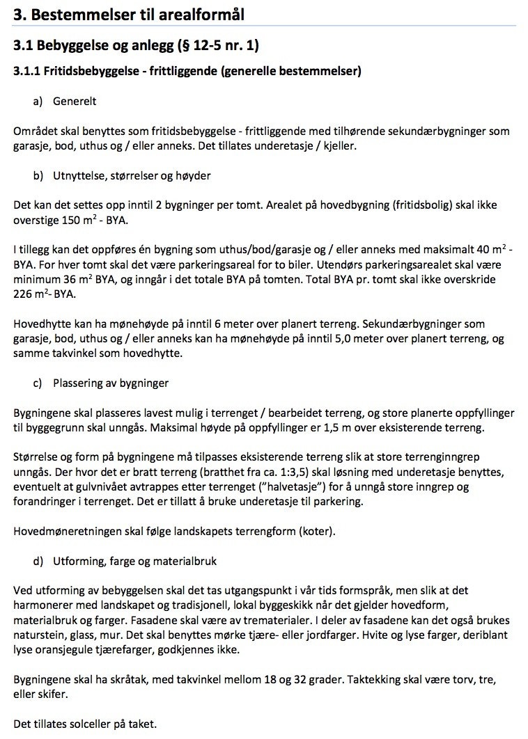 Reguleringsbestemmelser Galleribilde