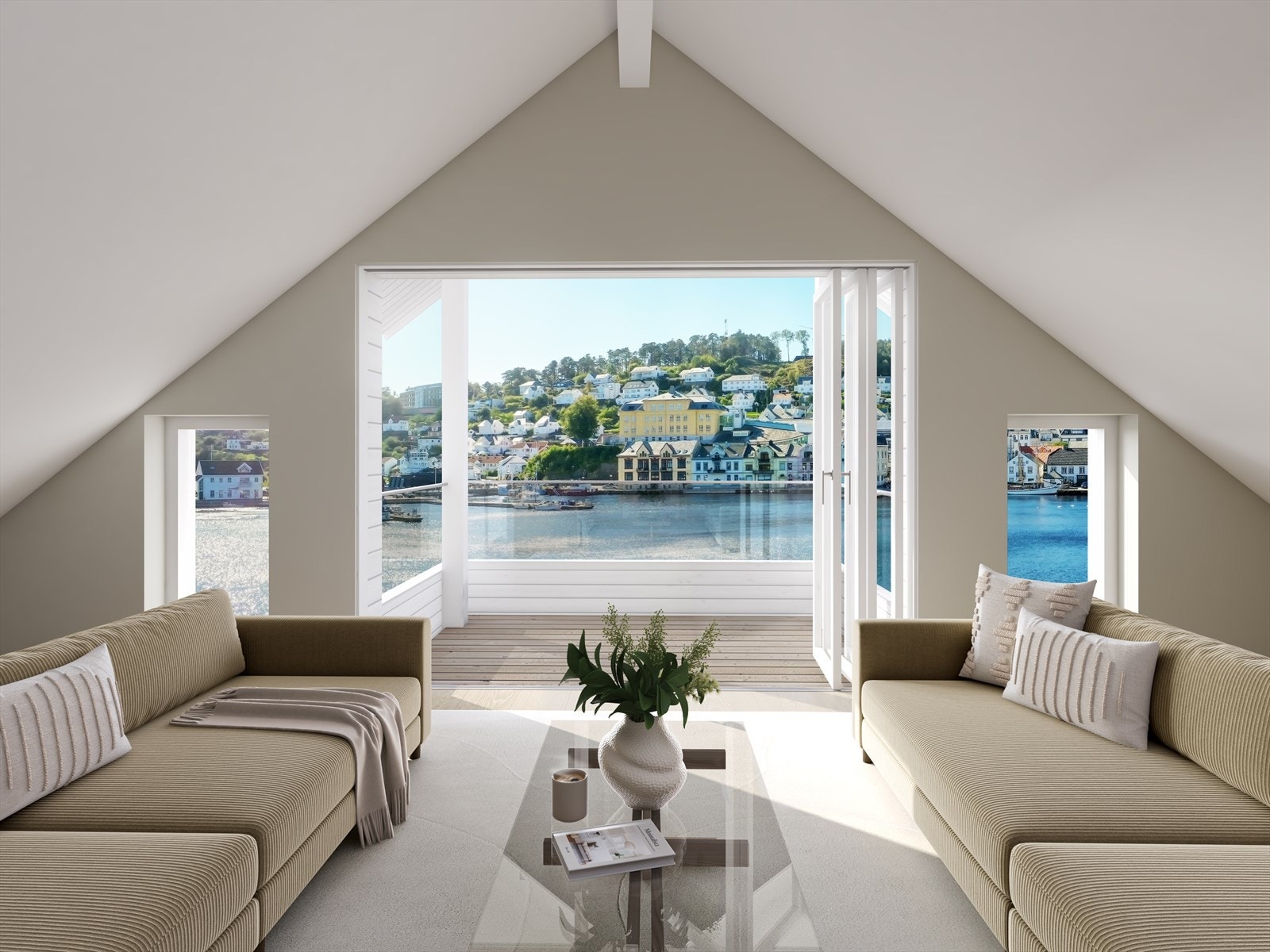 Boligene i 2. etg. har en romslig loftsetasje i tillegg til hovedetasjen. Illustrasjon viser leilighet C201 .jpg Galleribilde