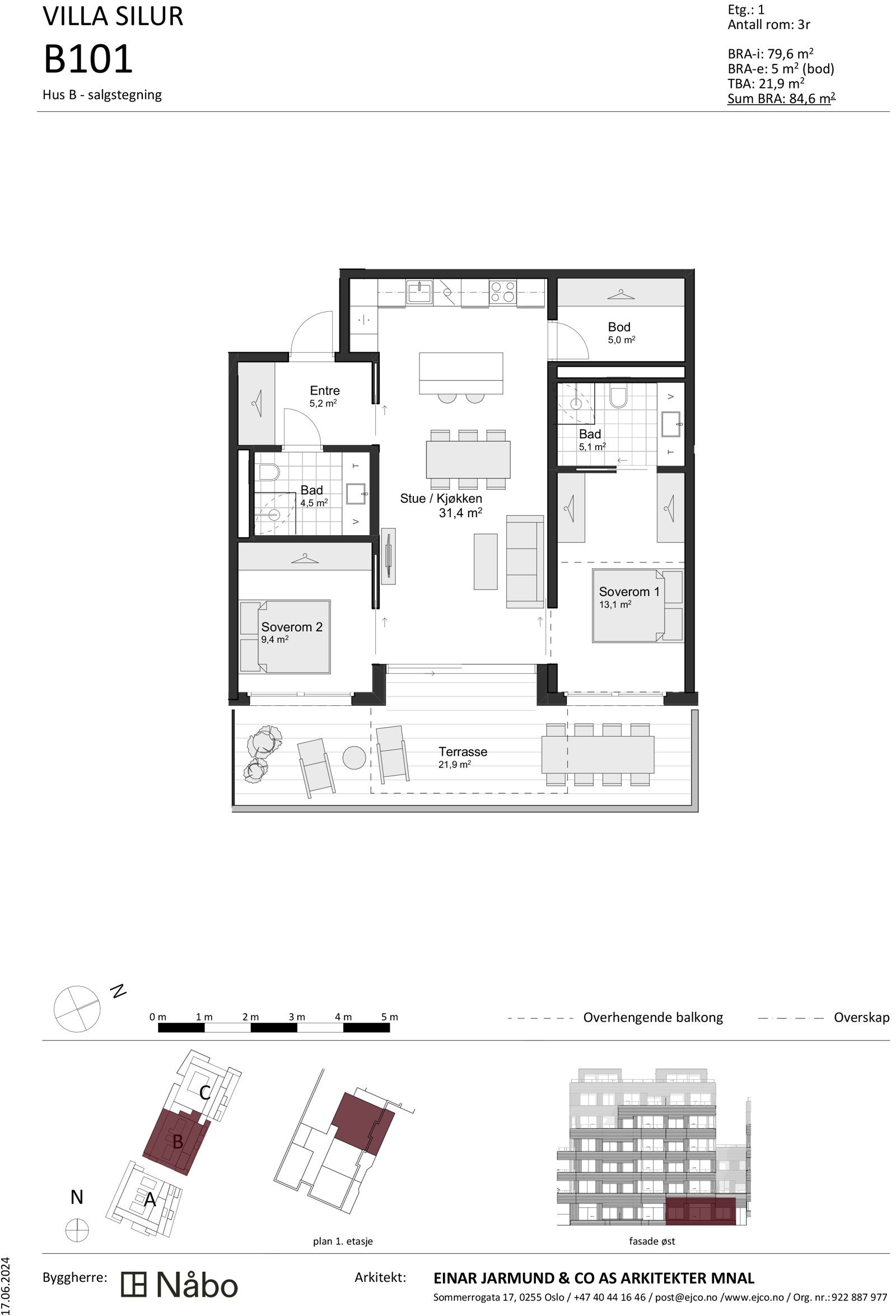 B101 Hus B - salgstegning Galleribilde