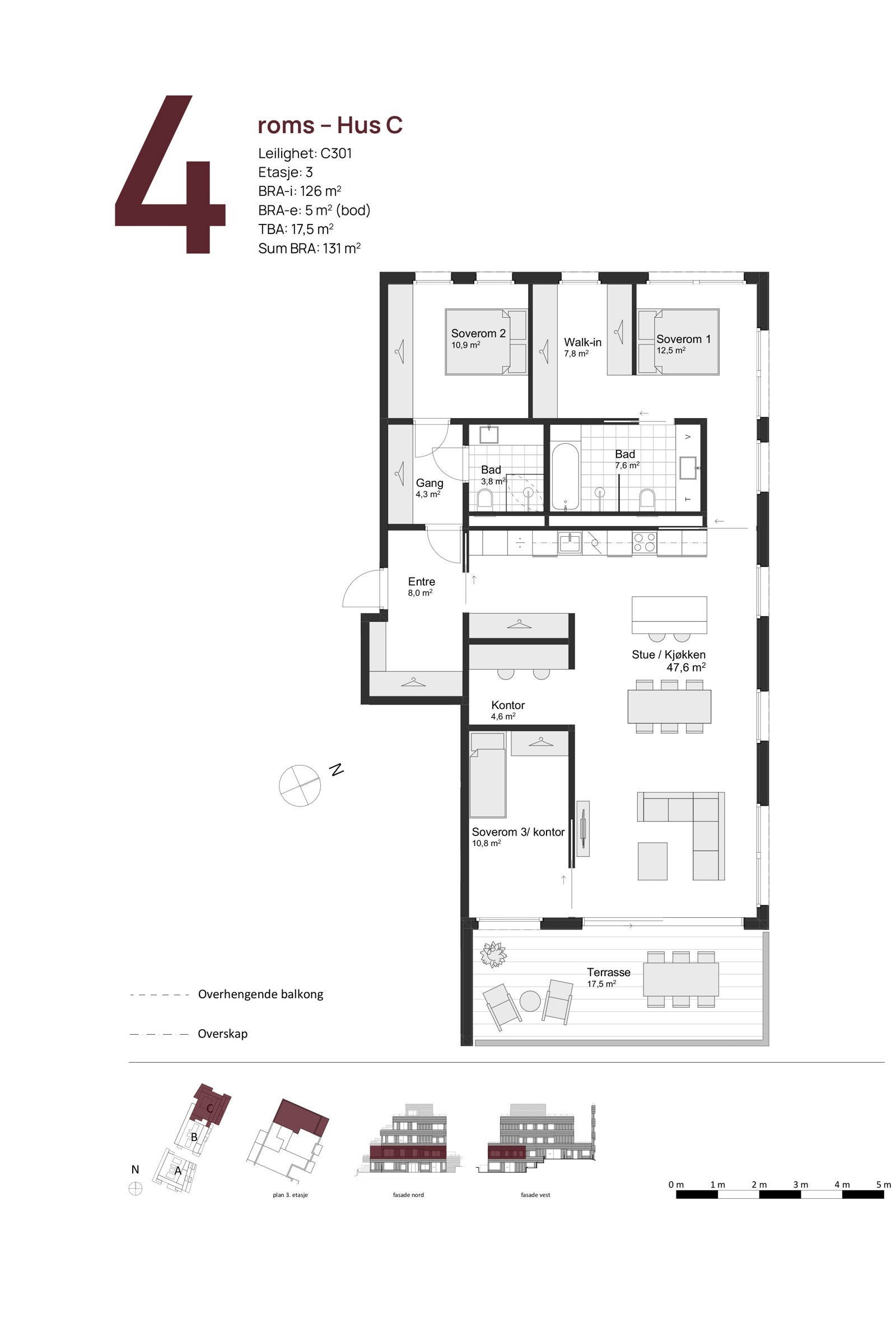 C301 Hus C - salgstegning Galleribilde
