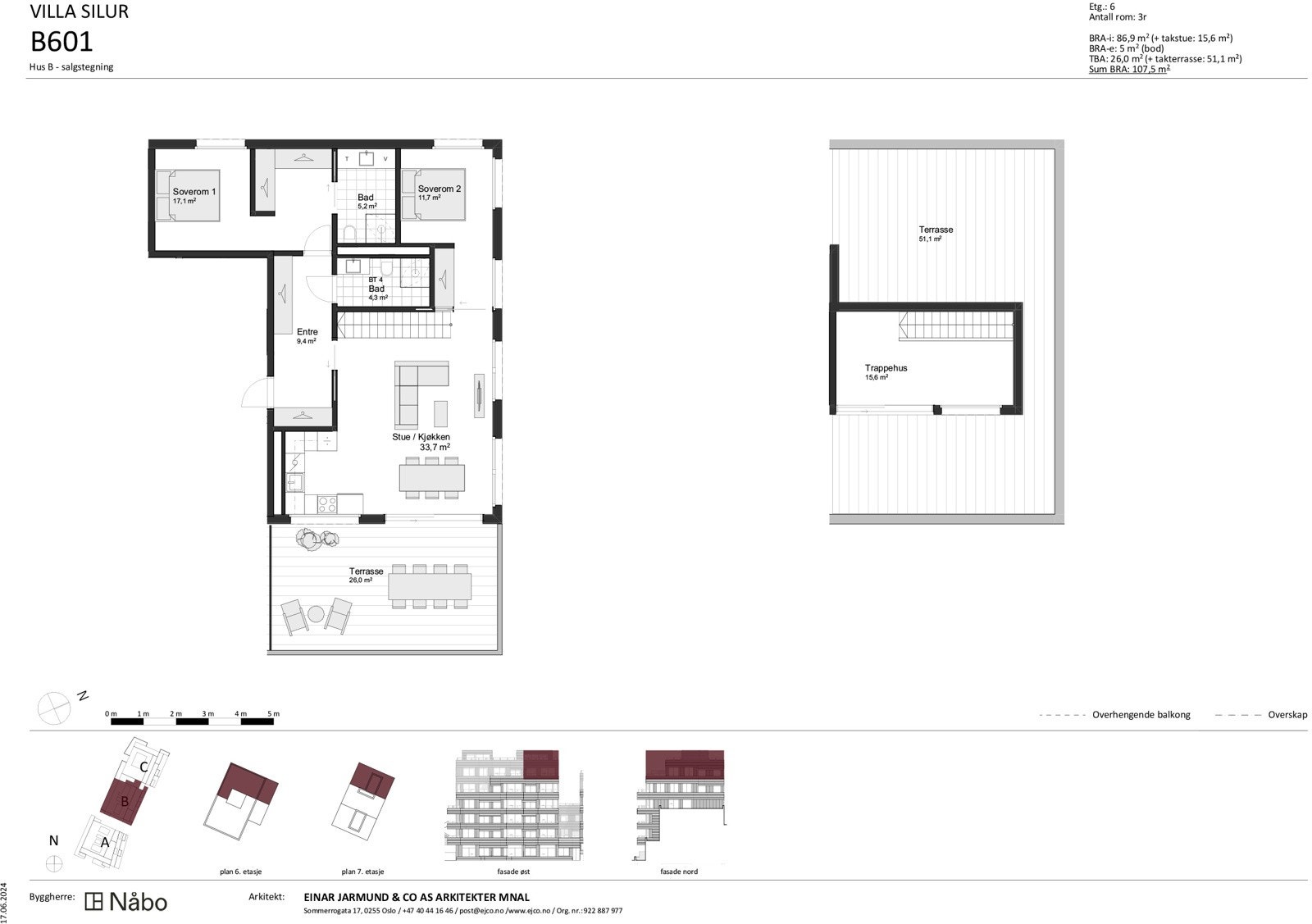B601 Hus B - salgstegning Galleribilde