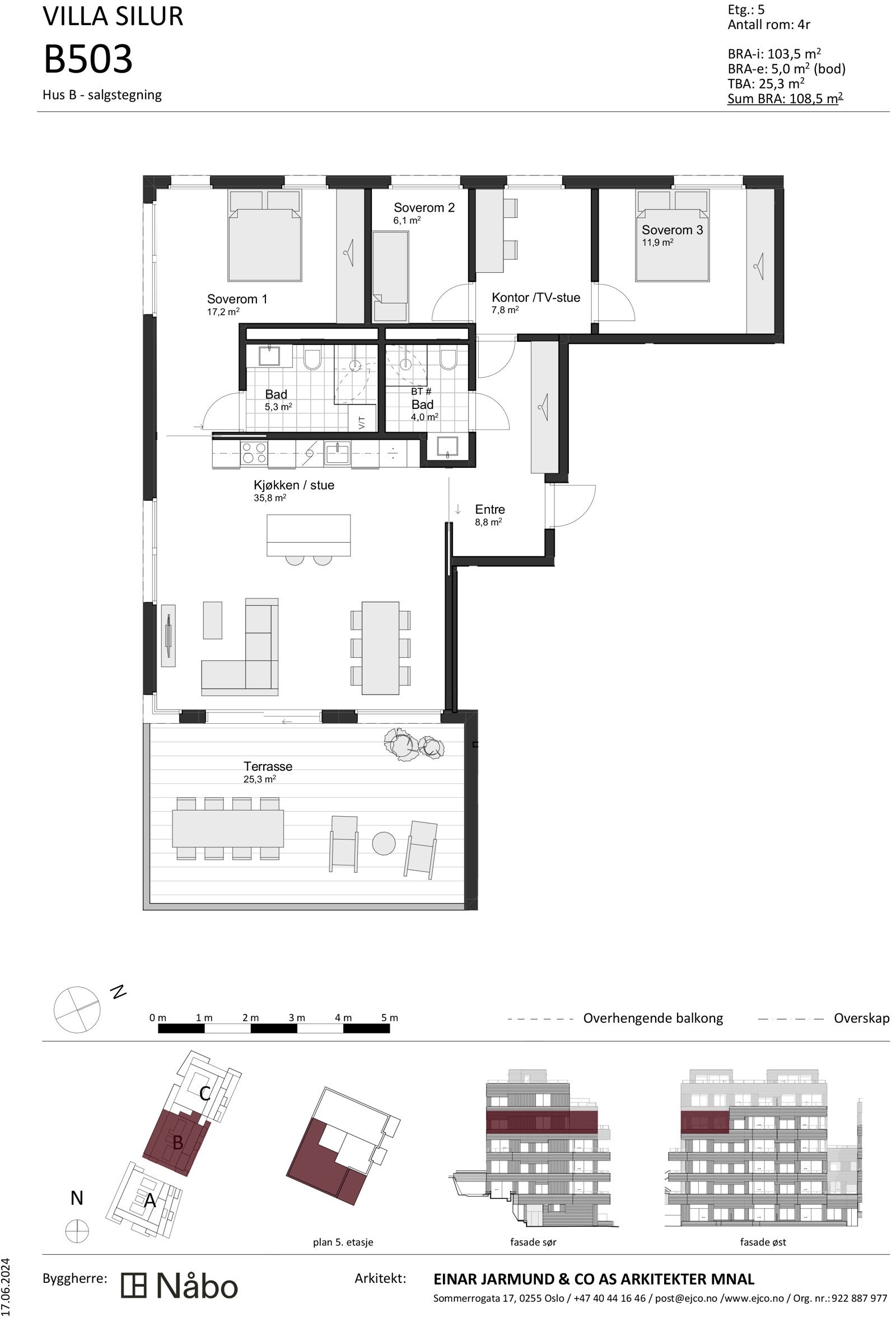B503 Hus B - salgstegning Galleribilde