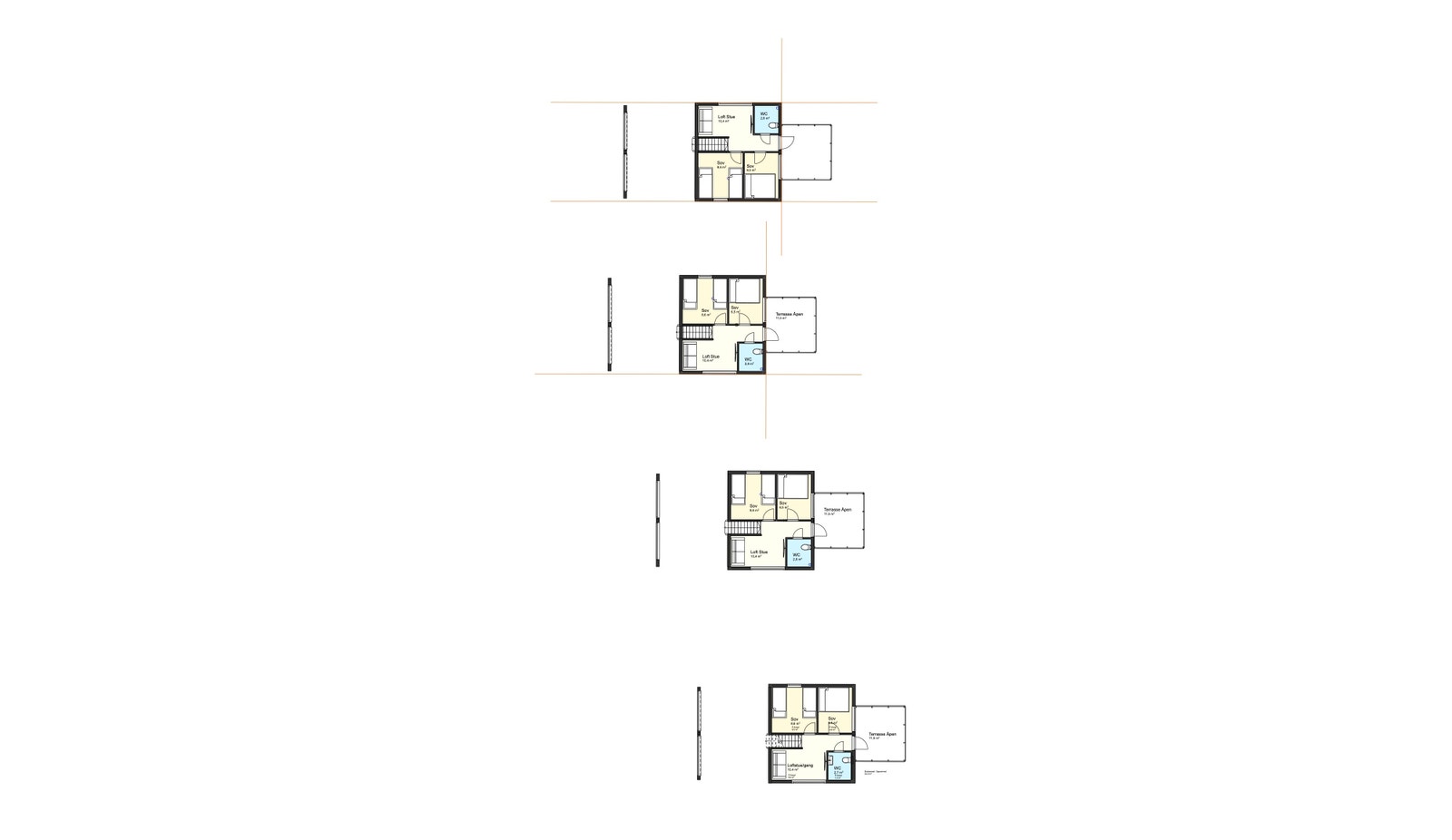 Plan Glåmsyn 4-7 Øverste hytte nr 4 . speilvendt fra de andre . Galleribilde