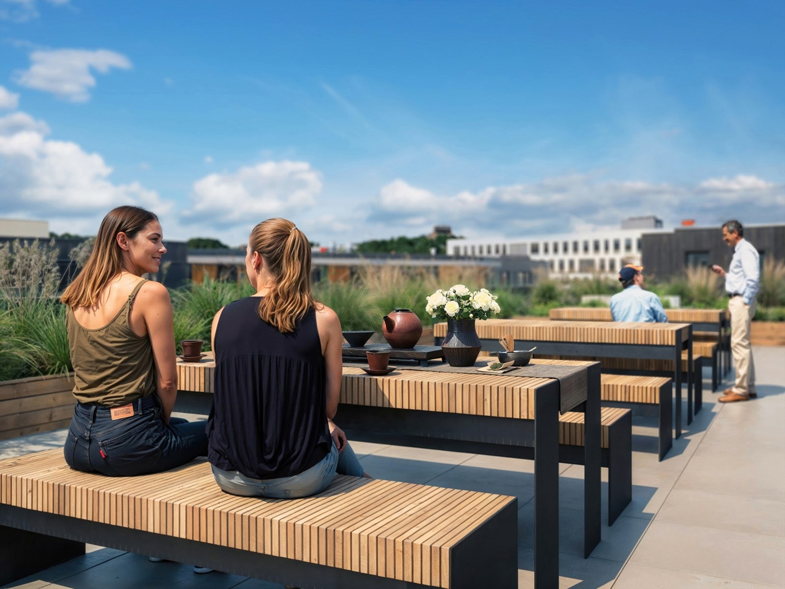 Nydelig utsikt og svært gode solforhold fra felles takterrasse. Illustrasjonsbilde, avvik vil forekomme. Galleribilde