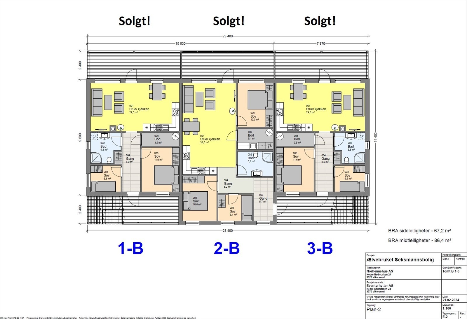 Plantegning - 2.etg (seksmannsbolig nr. 1) Galleribilde
