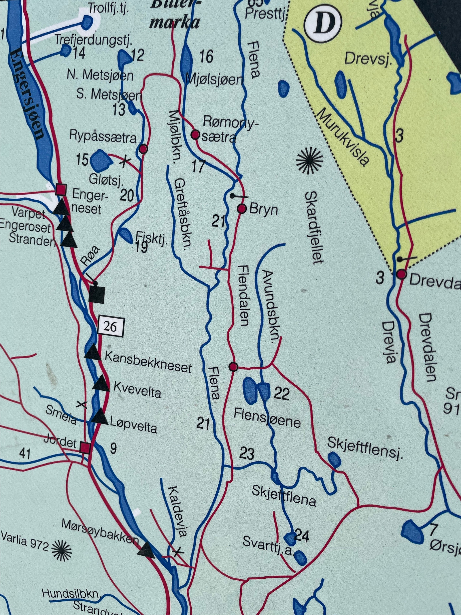 Kartutsnitt over hvor hytta ligger Galleribilde