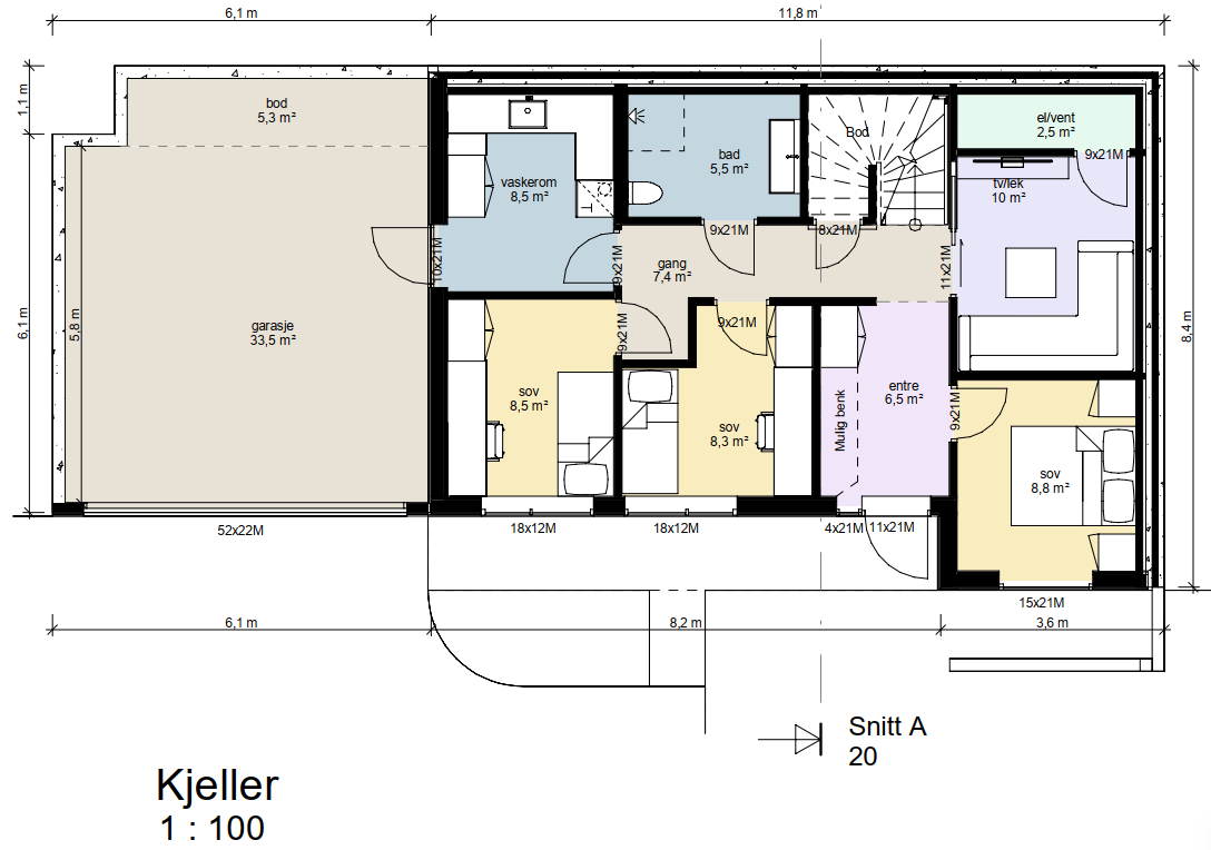 Plan U. etg. Bolig B Galleribilde