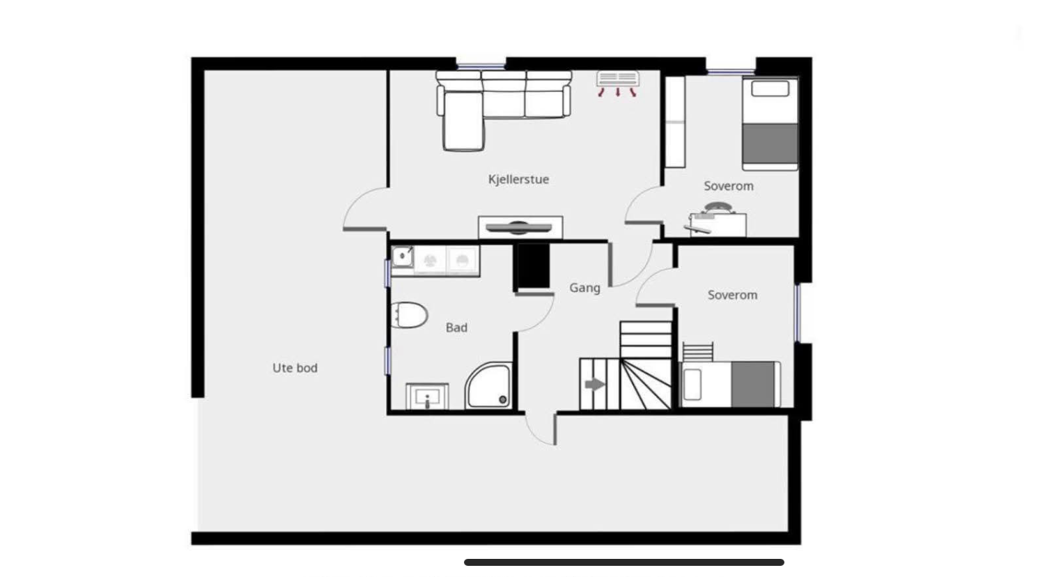 Underetasje med utebod Galleribilde