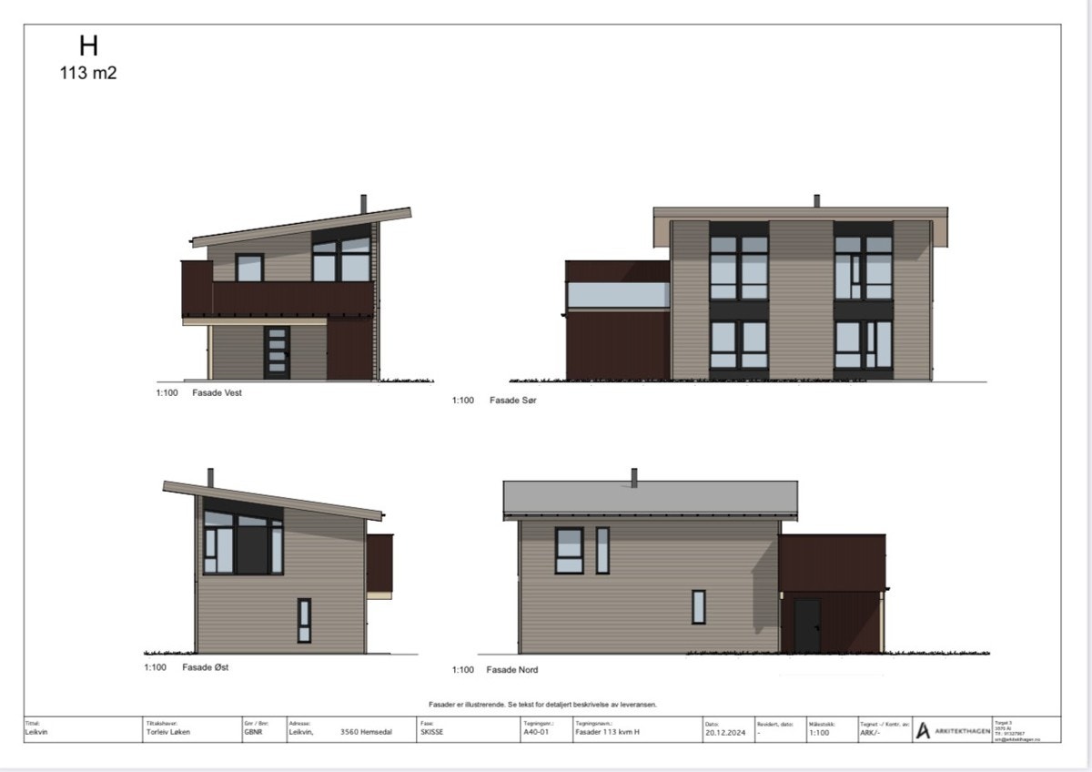 Fasadetegning boligtype H Galleribilde