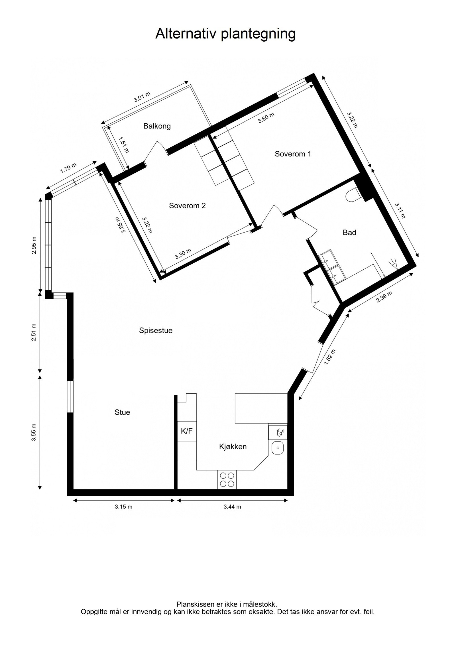 Alternativ plantegning. Mulighet for loftsutbygging* (se salgsoppgave). Galleribilde