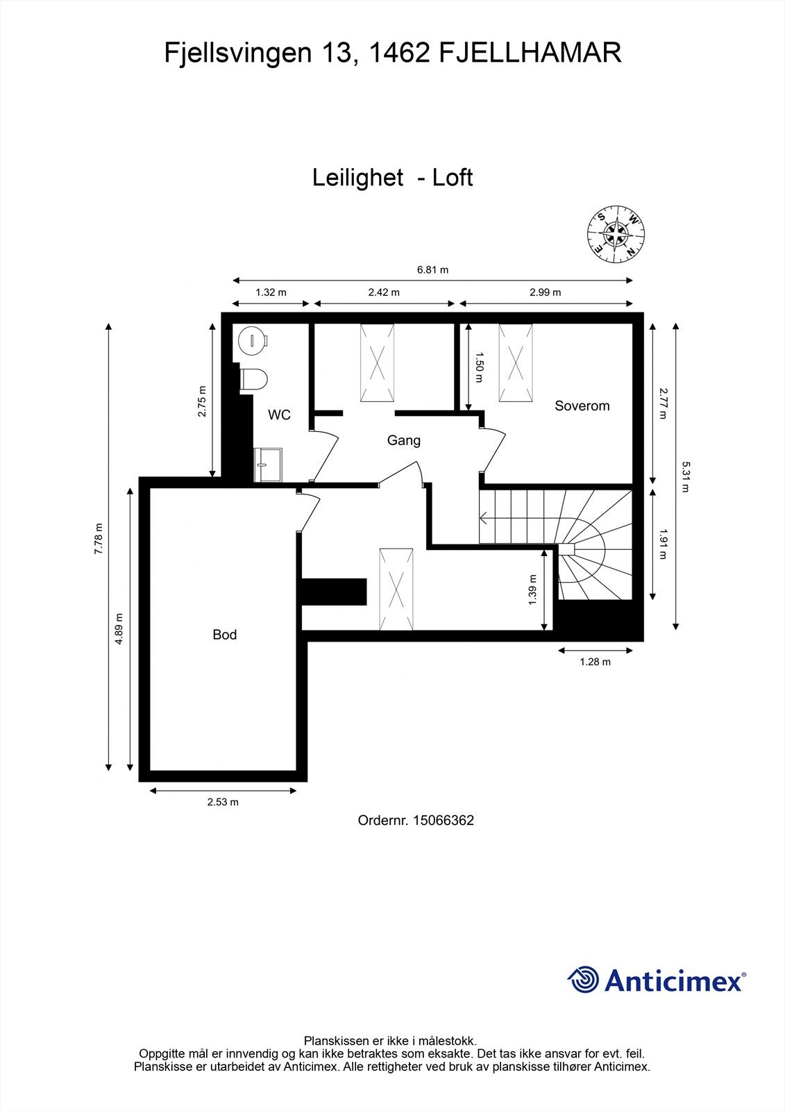 Plantegning loft. Galleribilde