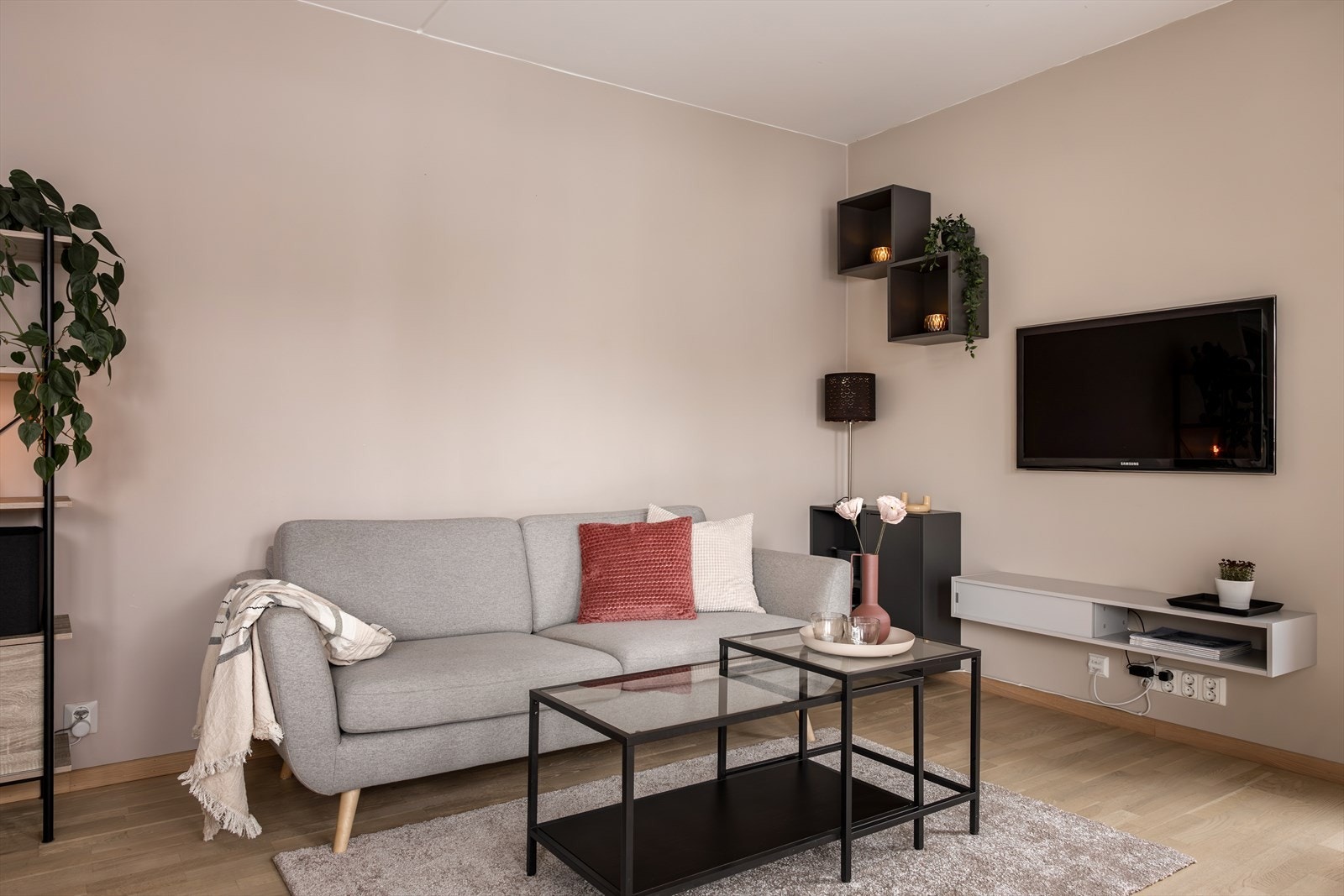 Fin sone for sofaløsning, salongbord og TV. Galleribilde