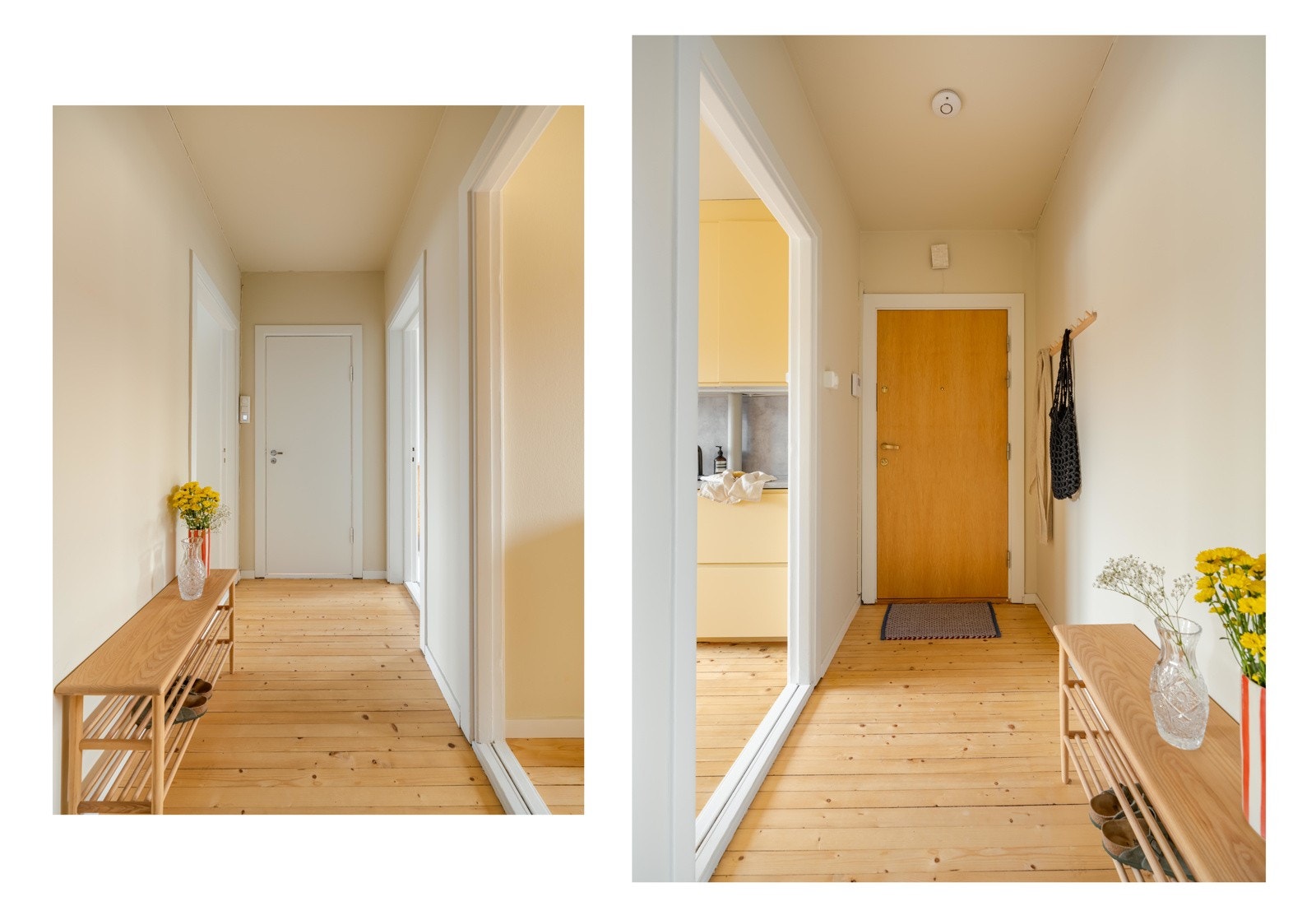 Lys og praktisk entré med plass til oppheng av yttertøy. Brann- og lydklassifisert entrédør. Callinganlegg. Galleribilde