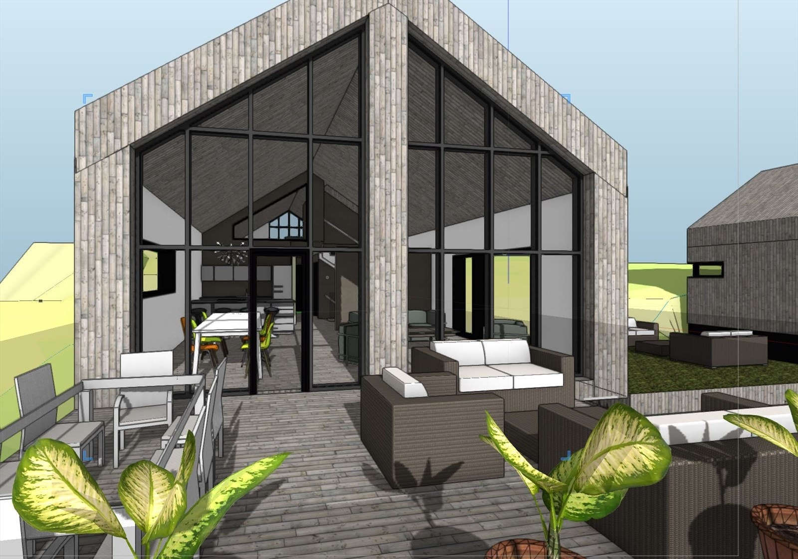 Illustrasjon av vestvendt fasade iht. gitt rammetillatelse. Galleribilde