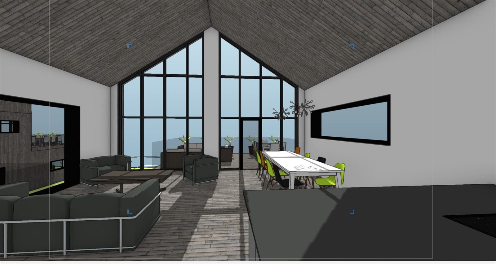 Illustrasjon av stue mot vest 1.etasje iht. gitt rammetillatelse. Galleribilde