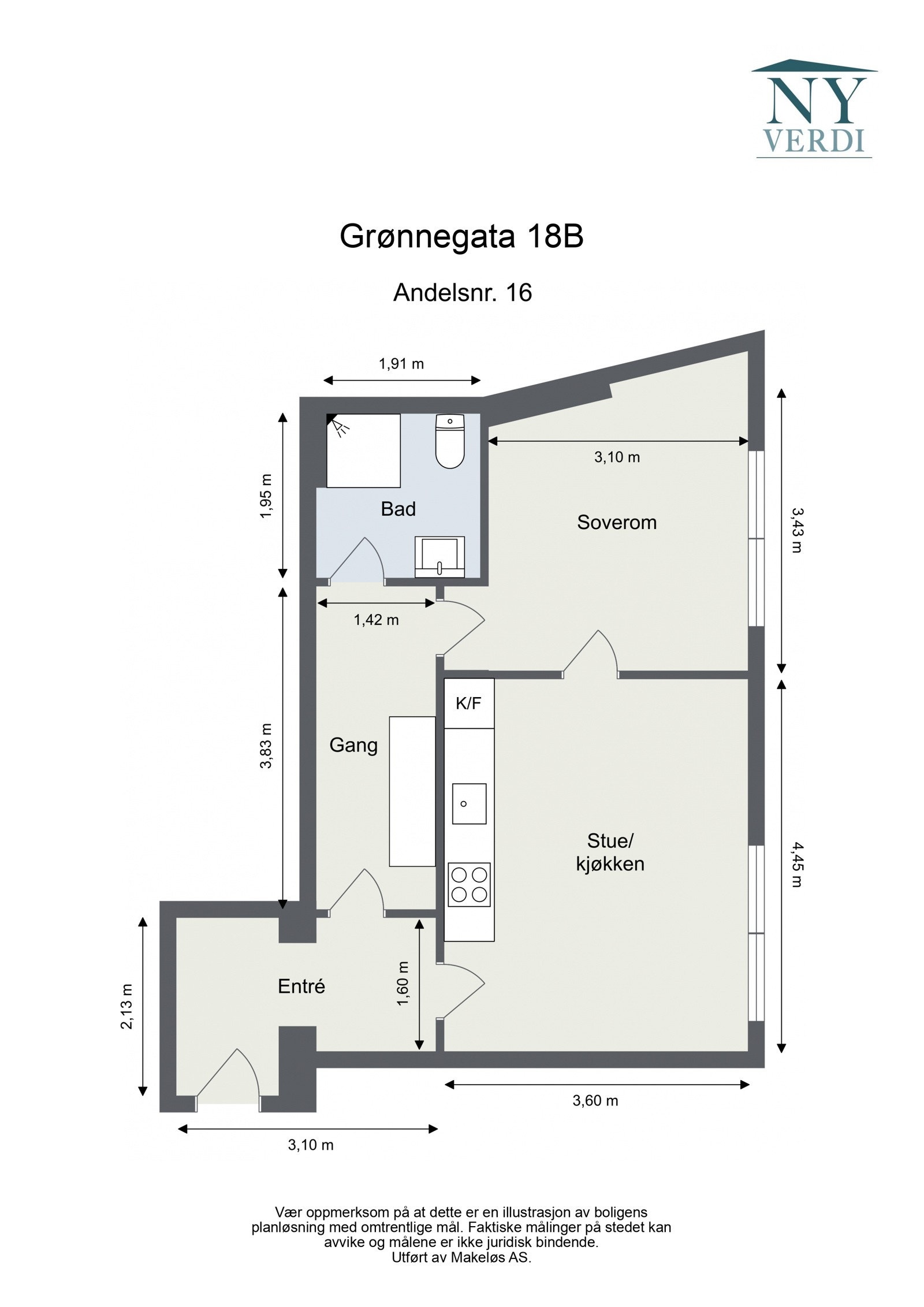 Leiligheten disponerer en bod i kjeller på ca 4 m² Galleribilde