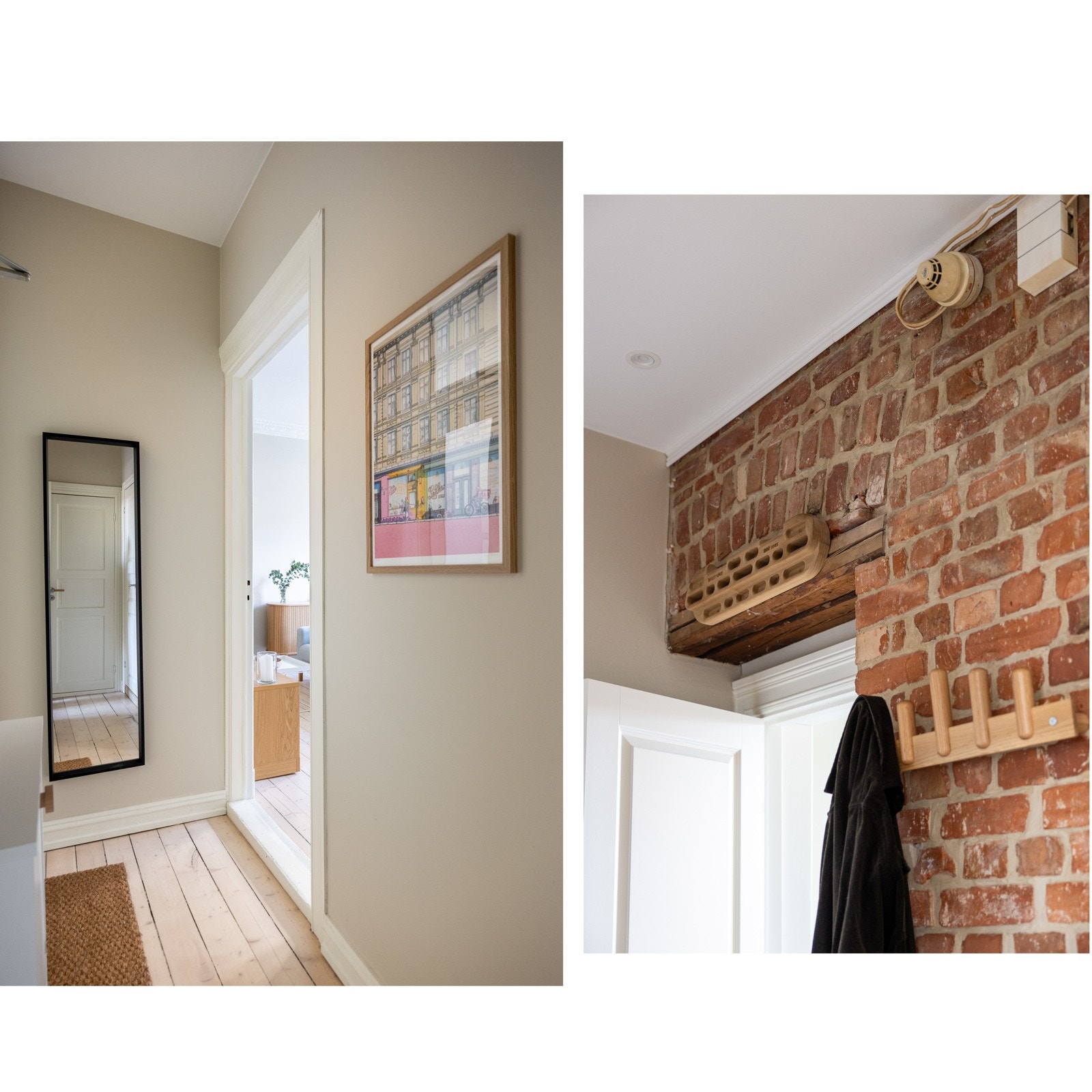 Eksponert teglstein gir leiligheten ekstra særpreg og sjarm. Galleribilde