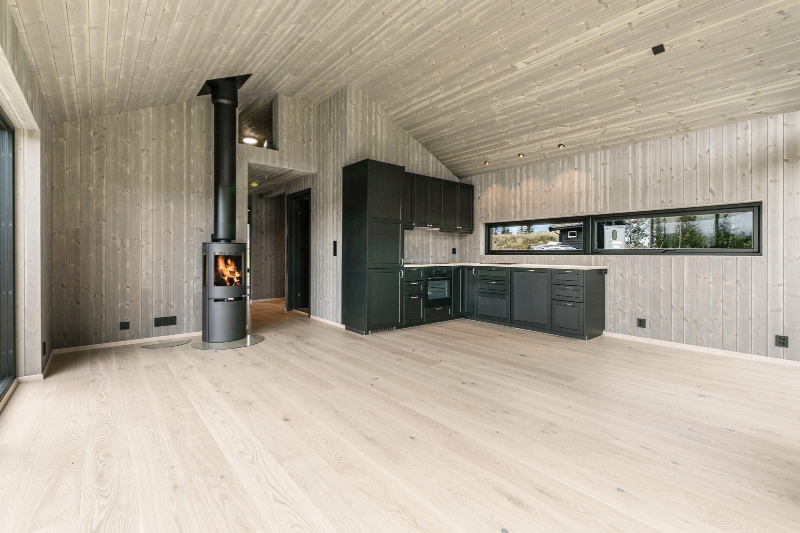 Stue/kjøkken med åpen himling Galleribilde