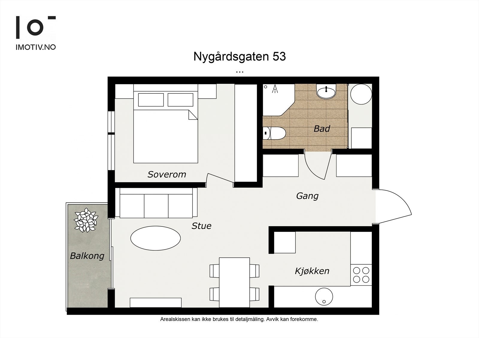 - Plantegning, leiligheten disponerer i tillegg en ekstern gitterbod i kjeller - Galleribilde