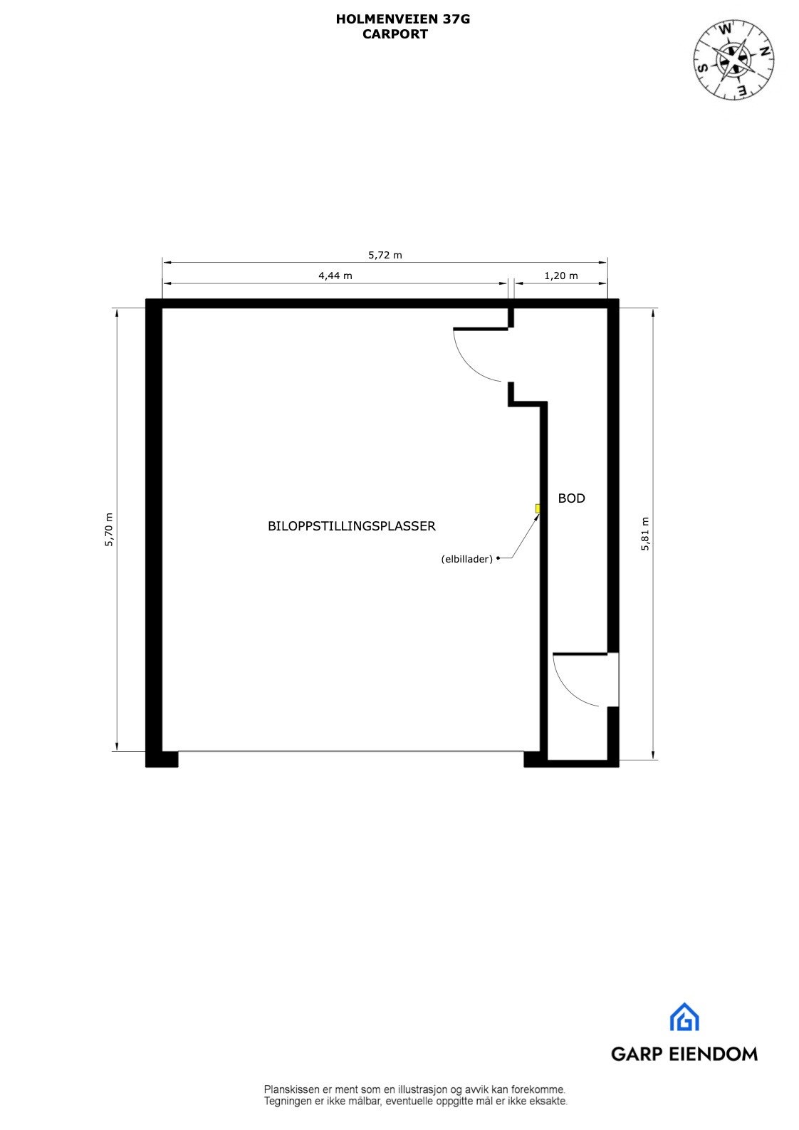 Plantegning carport + bod. Galleribilde