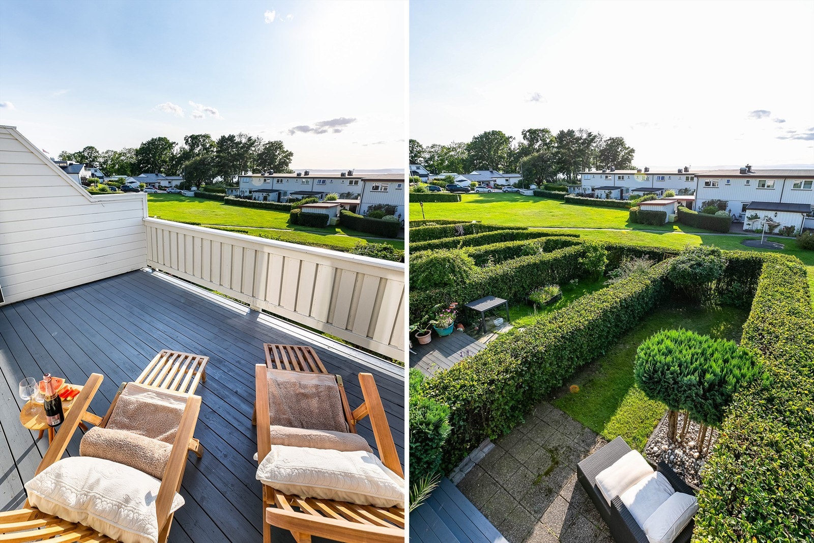 Sommerstid er altanen solfylt fra midt på ettermiddagene. Galleribilde