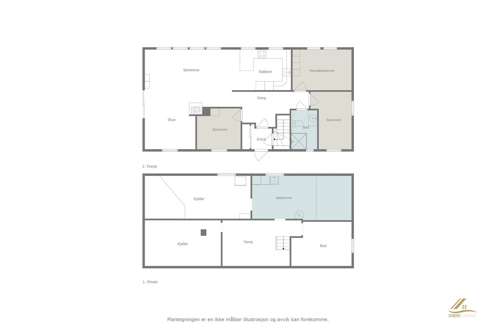 Plantegning begge etasjer. Galleribilde